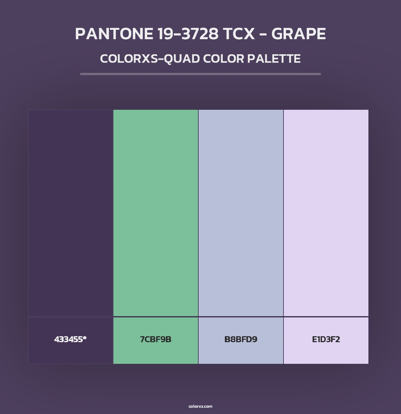 PANTONE 19-3728 TCX - Grape - Colorxs Quad Palette