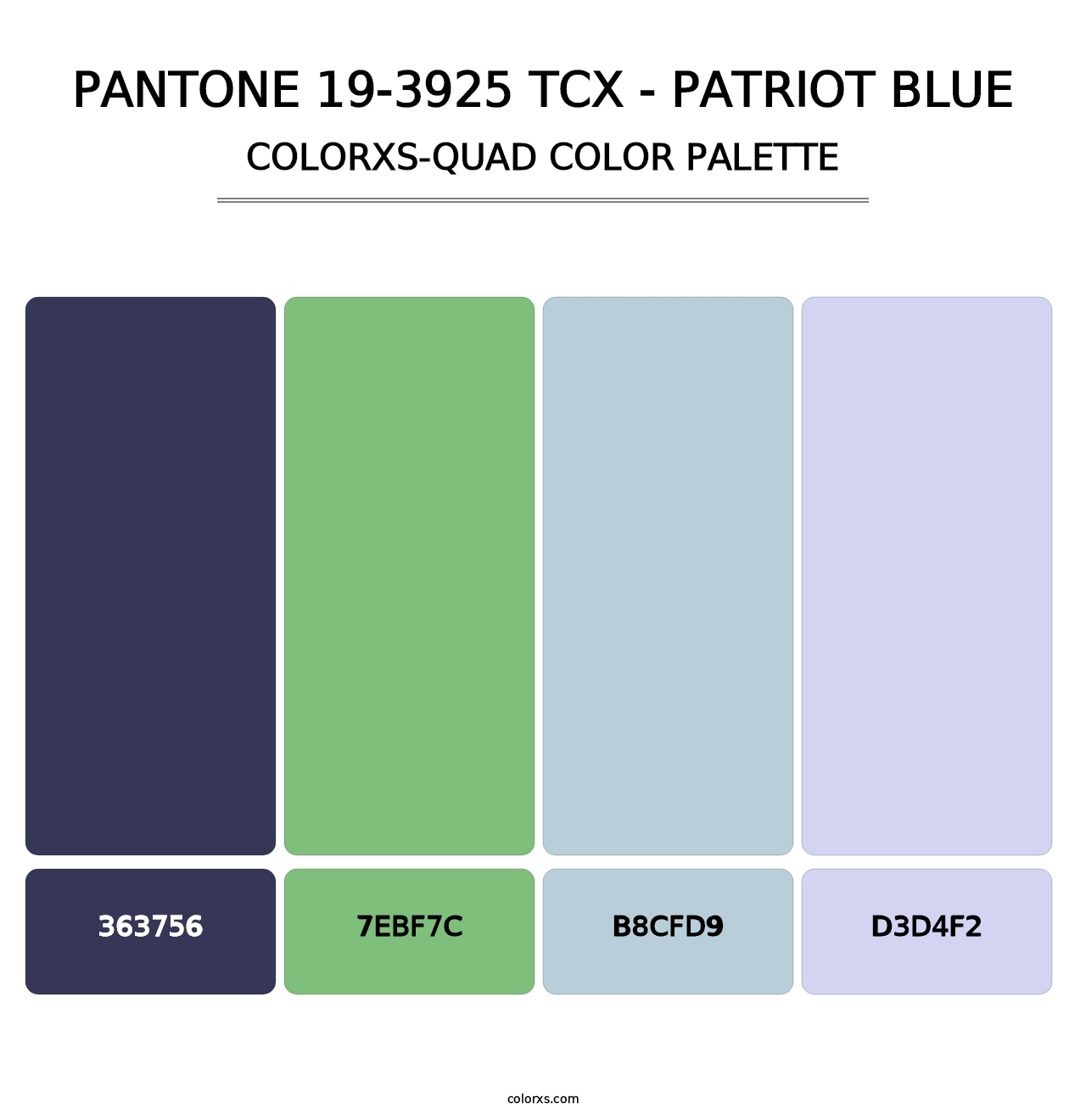 PANTONE 19-3925 TCX - Patriot Blue - Colorxs Quad Palette