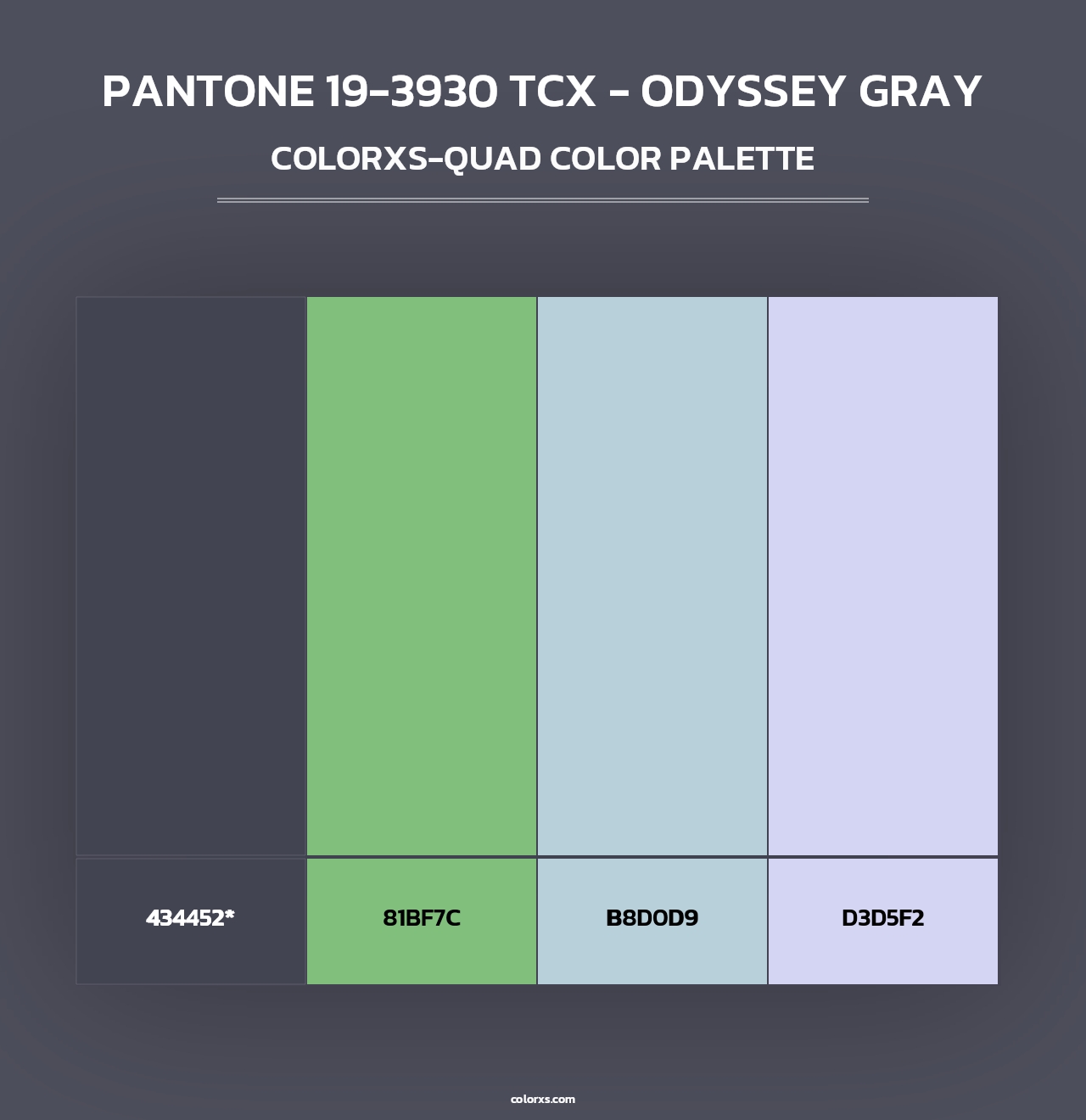 PANTONE 19-3930 TCX - Odyssey Gray - Colorxs Quad Palette