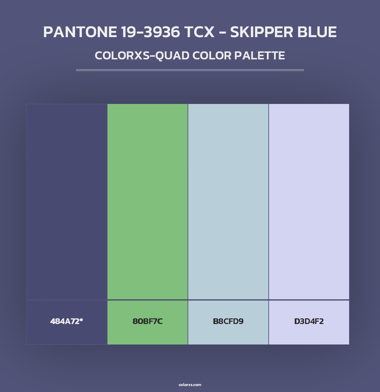 PANTONE 19-3936 TCX - Skipper Blue - Colorxs Quad Palette