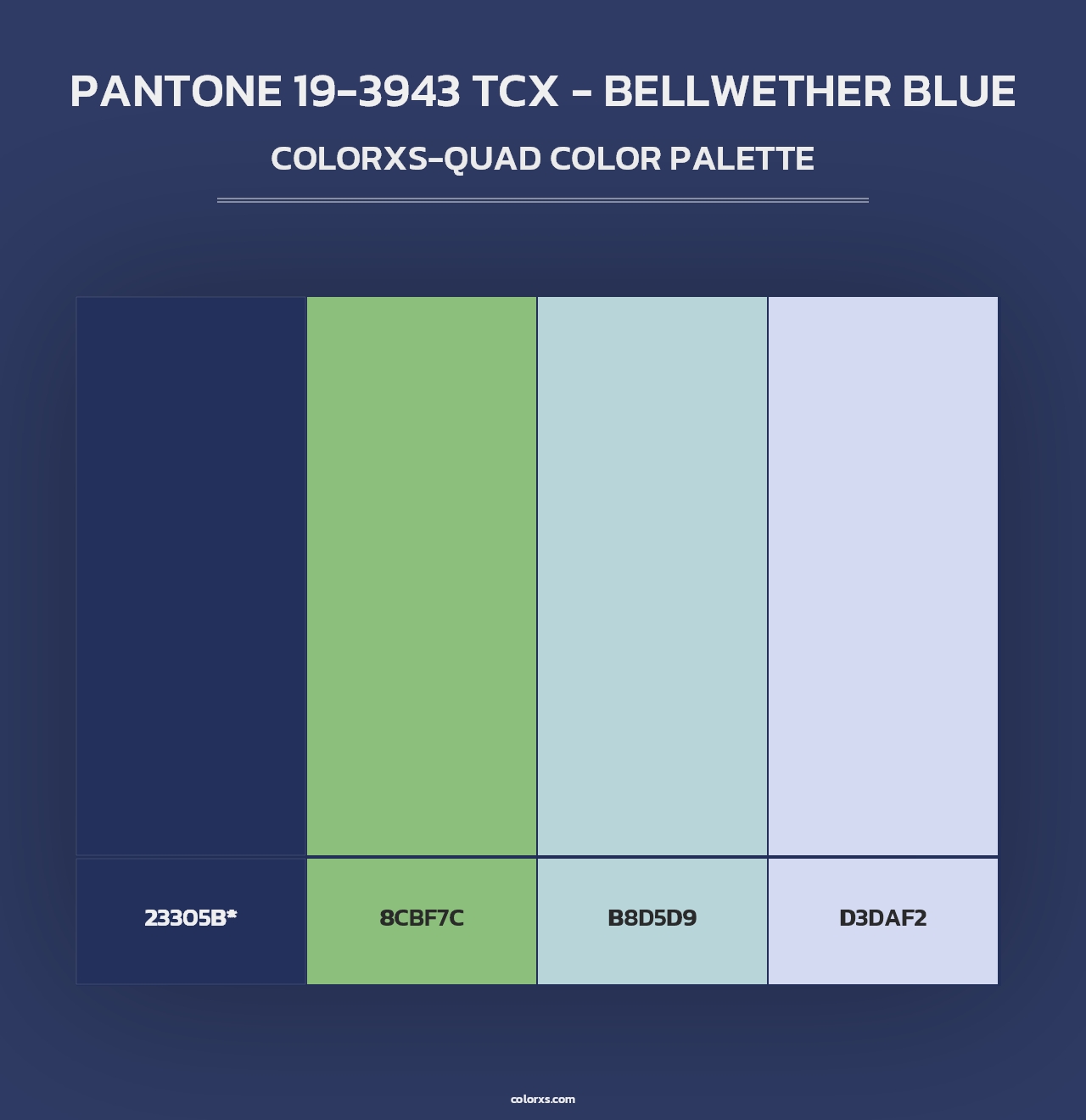 PANTONE 19-3943 TCX - Bellwether Blue - Colorxs Quad Palette