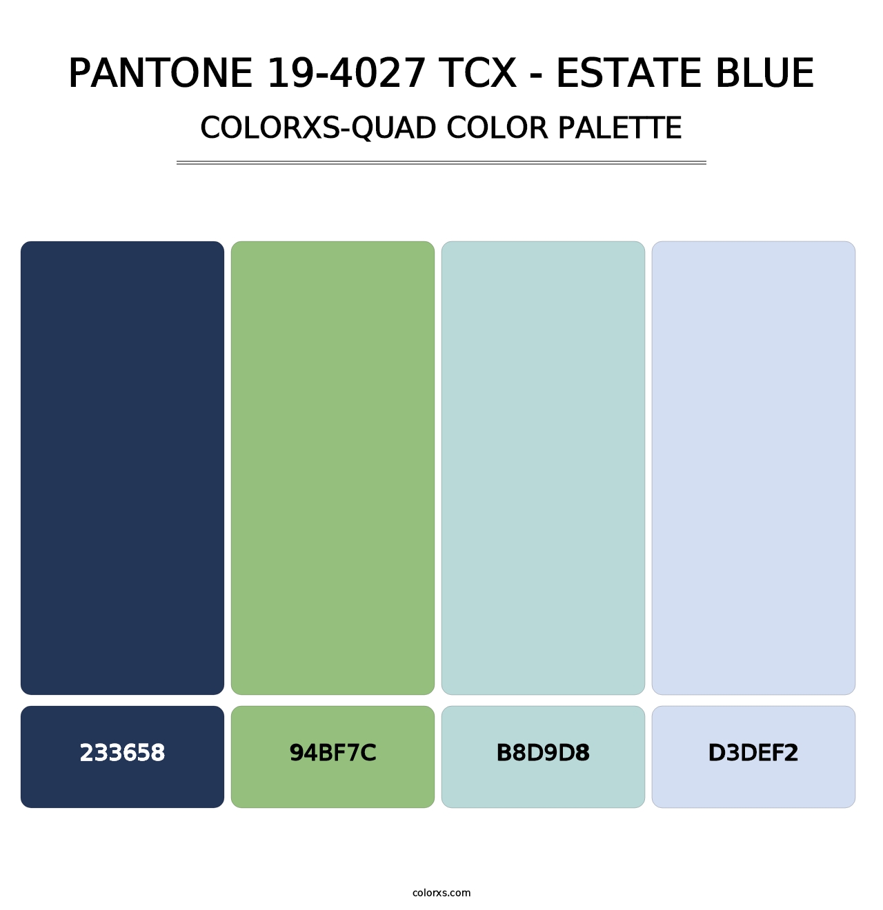 PANTONE 19-4027 TCX - Estate Blue - Colorxs Quad Palette