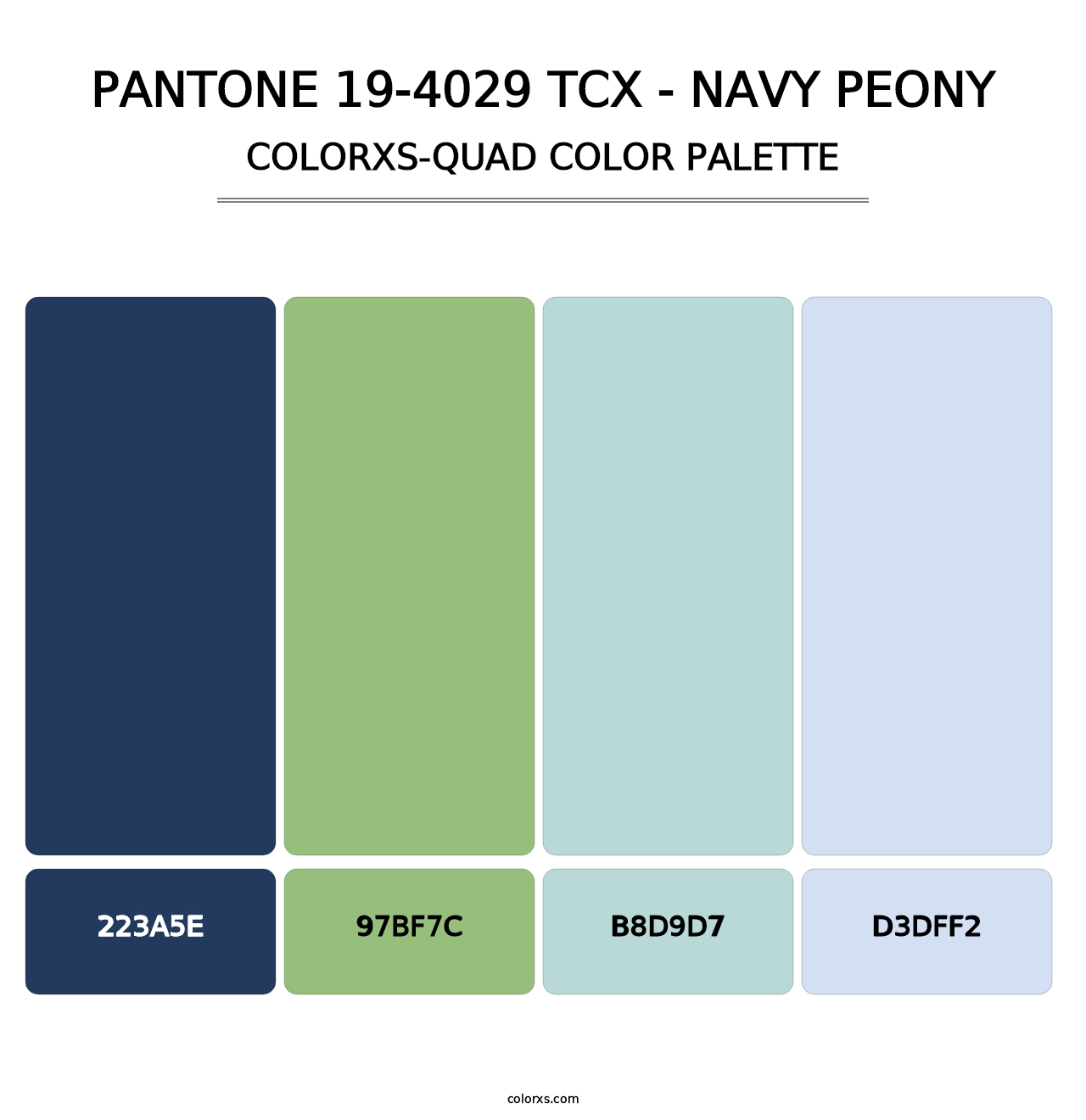 PANTONE 19-4029 TCX - Navy Peony - Colorxs Quad Palette