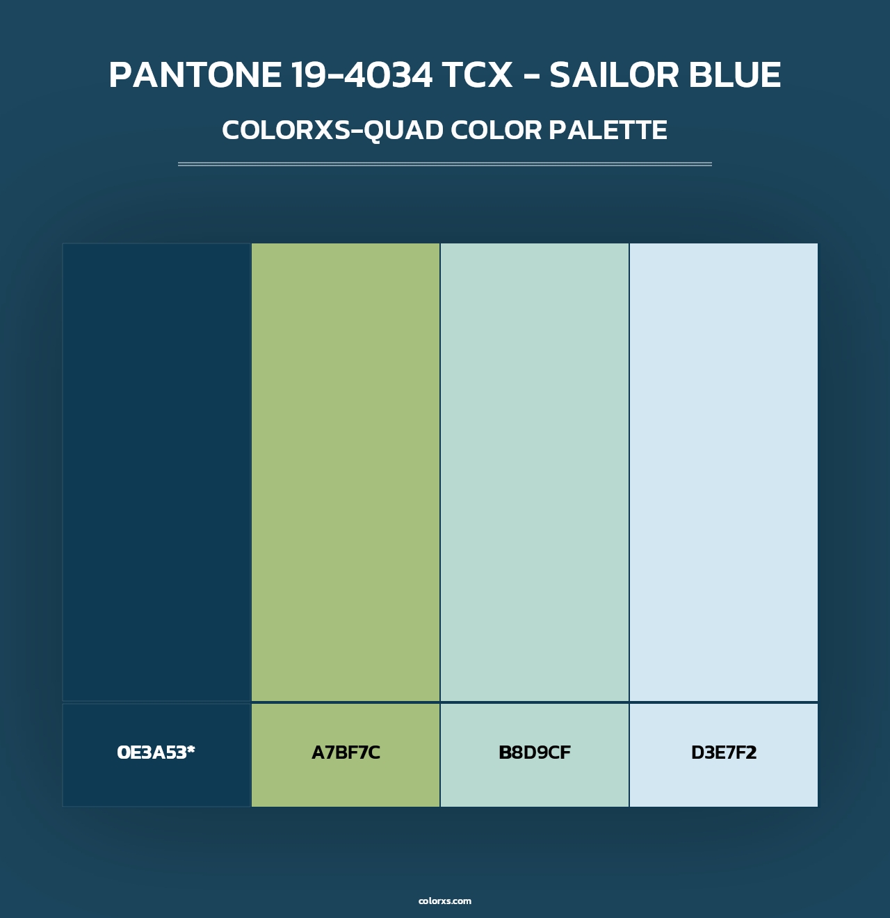 PANTONE 19-4034 TCX - Sailor Blue - Colorxs Quad Palette