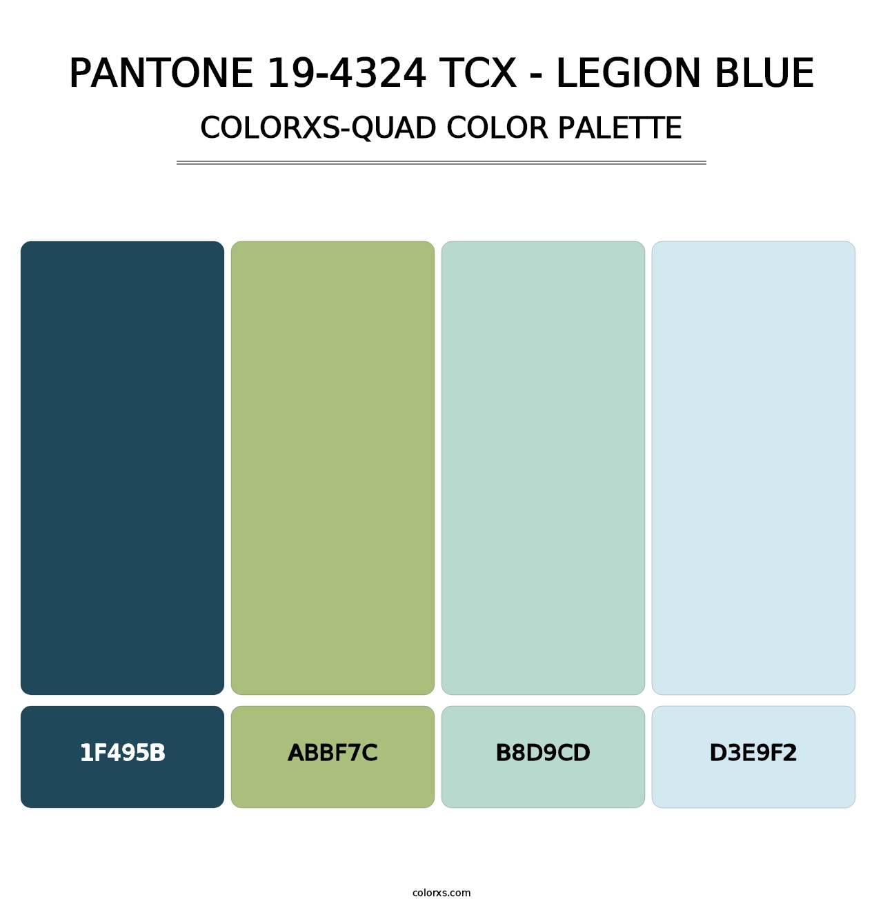 PANTONE 19-4324 TCX - Legion Blue - Colorxs Quad Palette