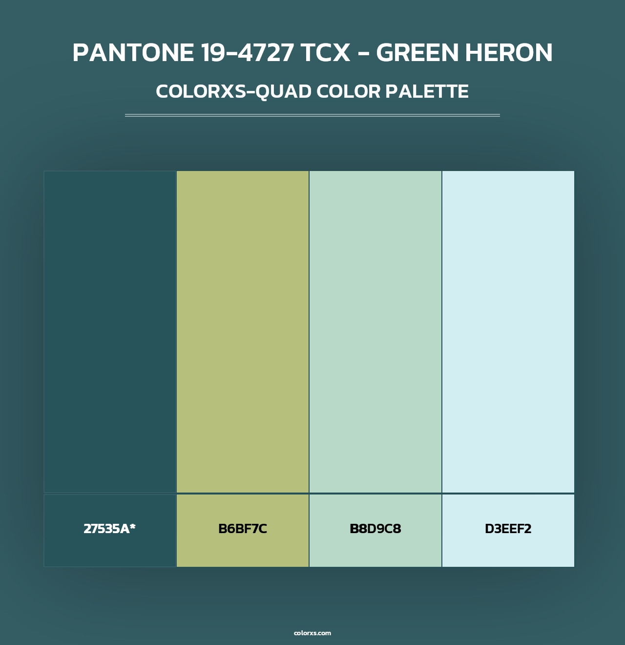 PANTONE 19-4727 TCX - Green Heron - Colorxs Quad Palette