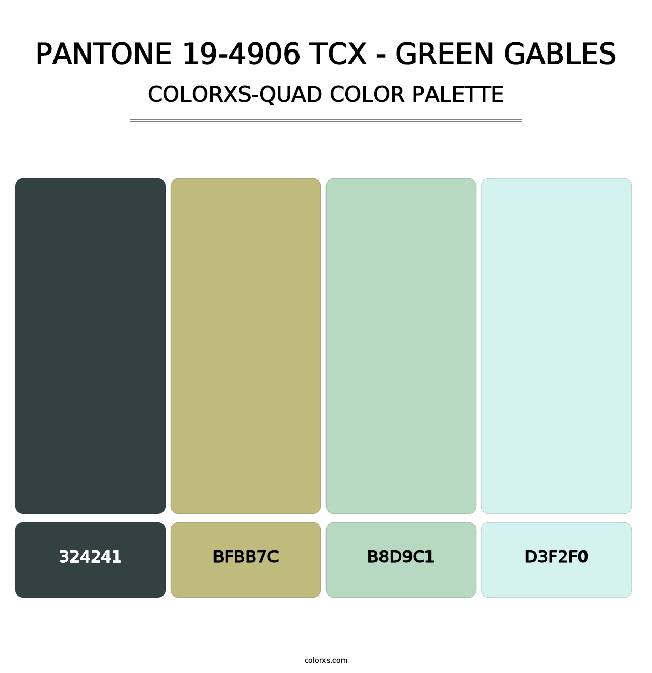 PANTONE 19-4906 TCX - Green Gables - Colorxs Quad Palette