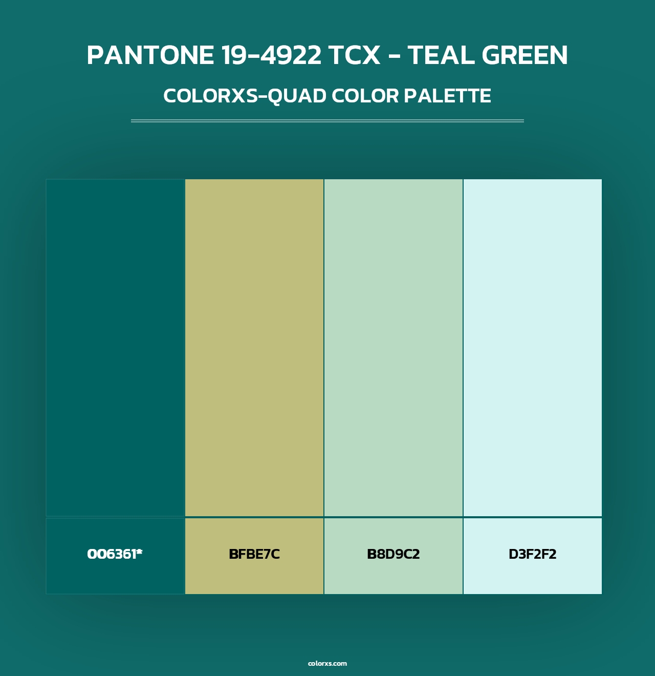 PANTONE 19-4922 TCX - Teal Green - Colorxs Quad Palette