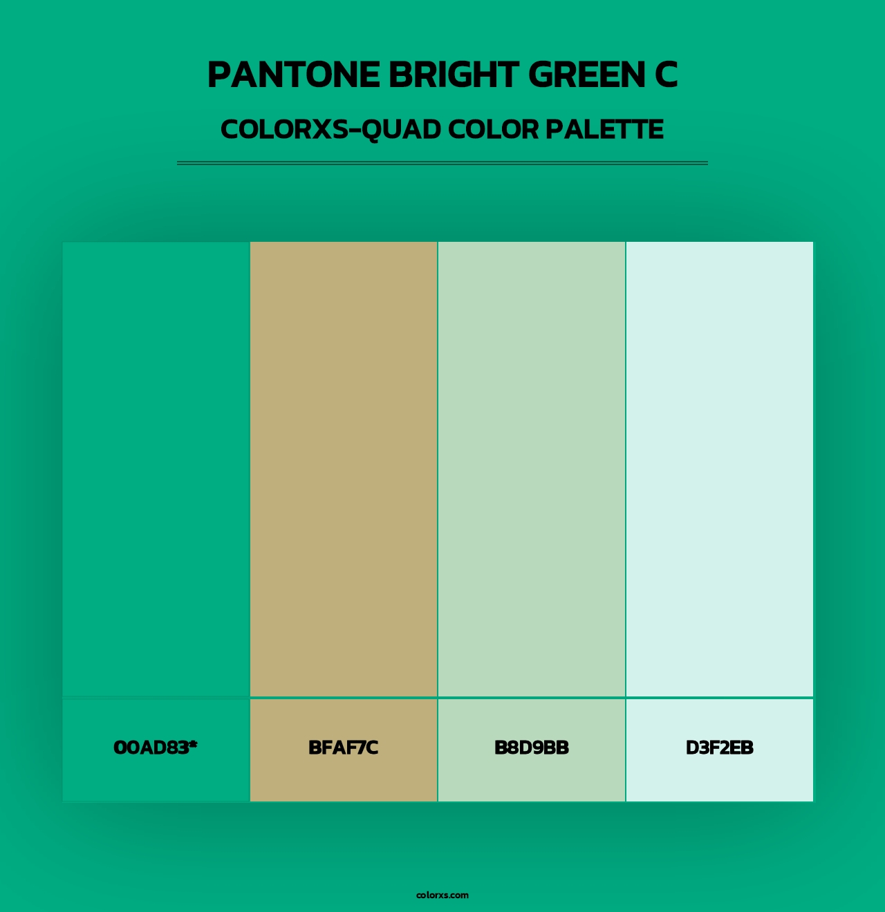 PANTONE Bright Green C - Colorxs Quad Palette