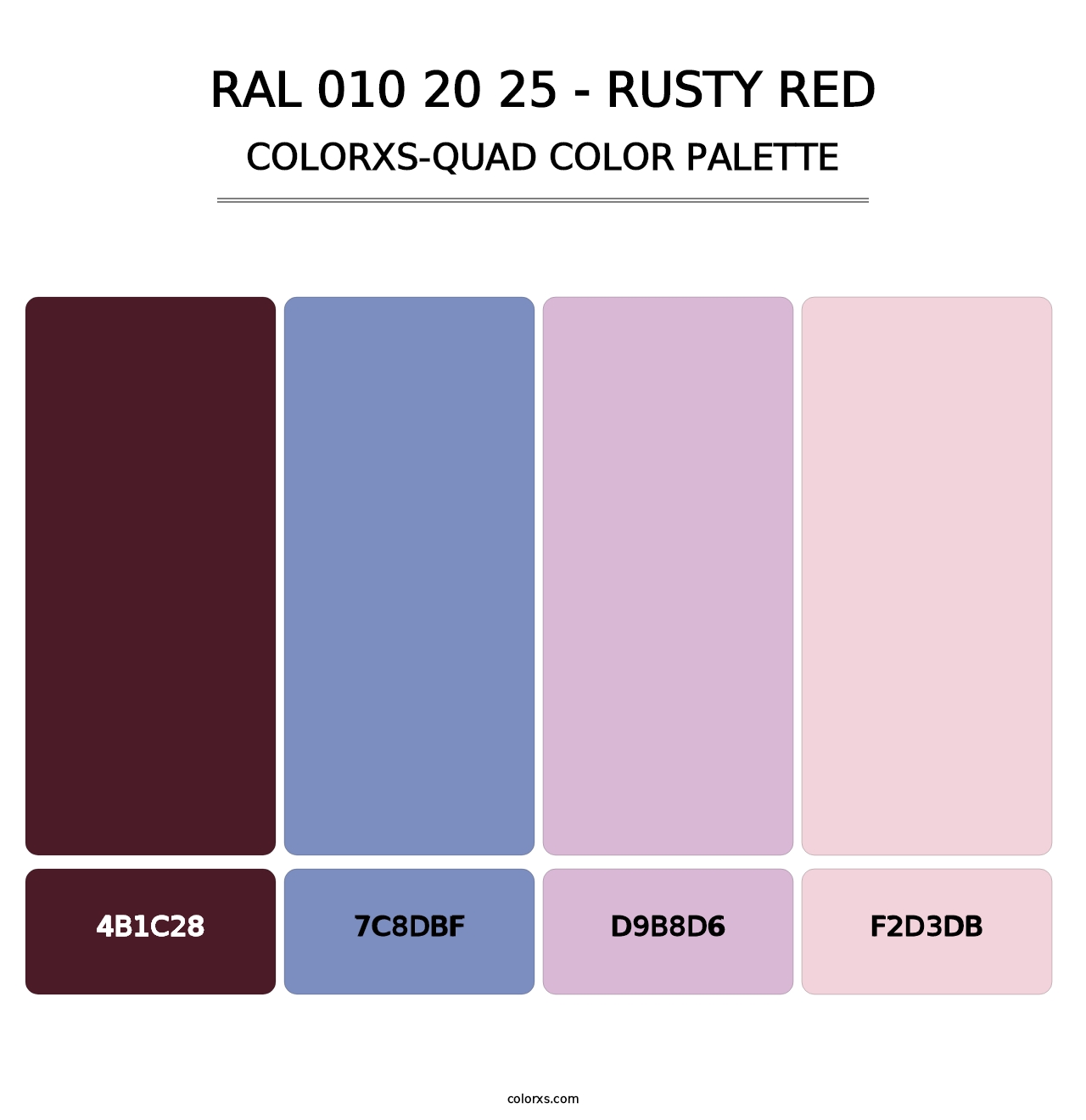 RAL 010 20 25 - Rusty Red - Colorxs Quad Palette