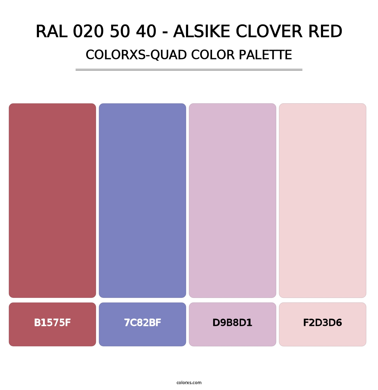 RAL 020 50 40 - Alsike Clover Red - Colorxs Quad Palette
