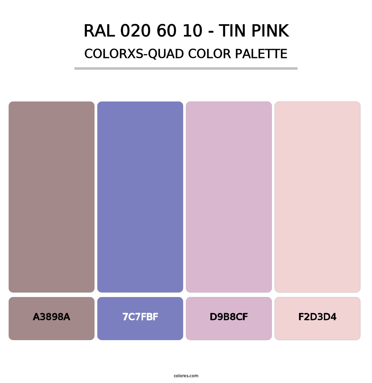 RAL 020 60 10 - Tin Pink - Colorxs Quad Palette