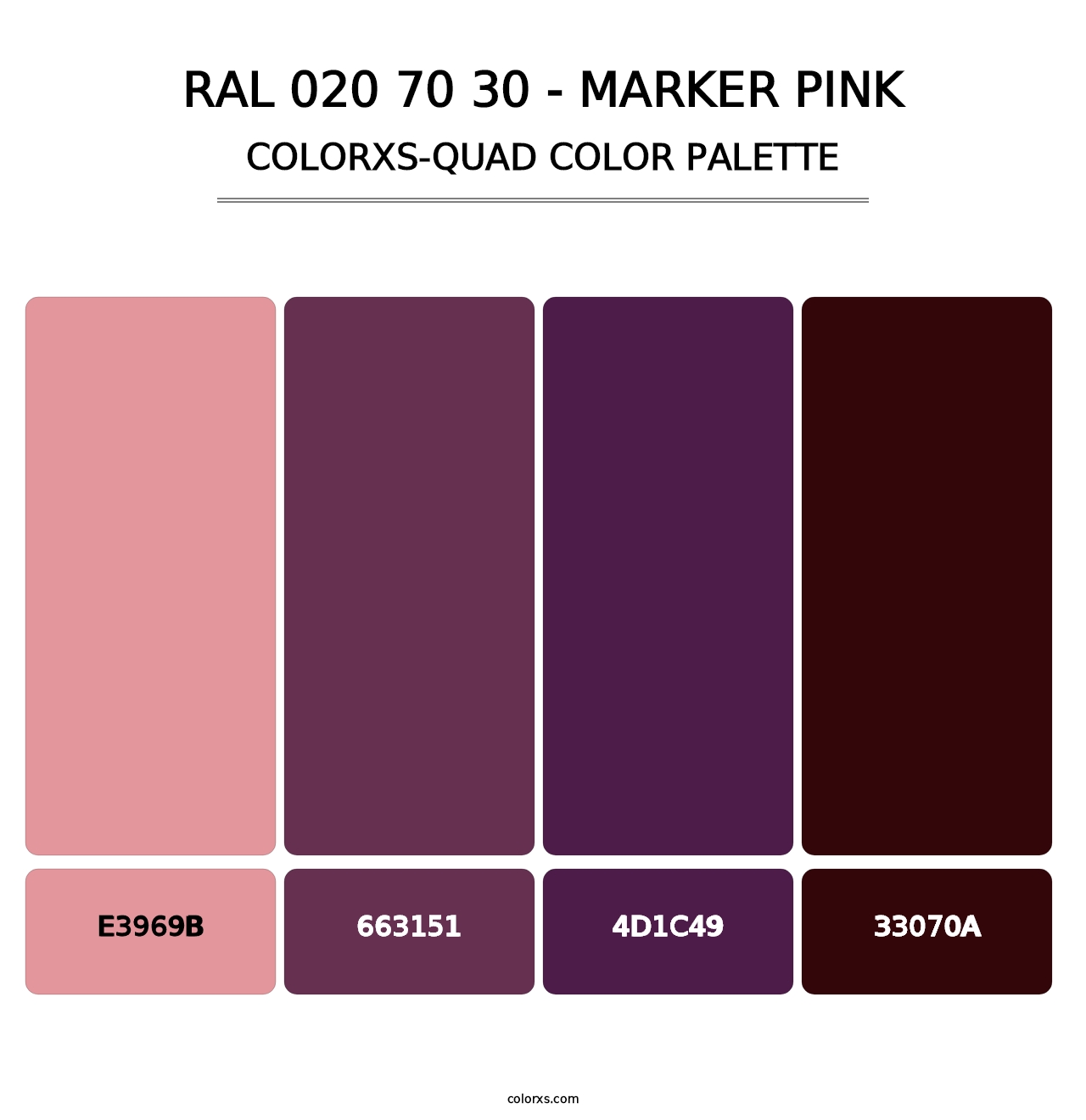 RAL 020 70 30 - Marker Pink - Colorxs Quad Palette