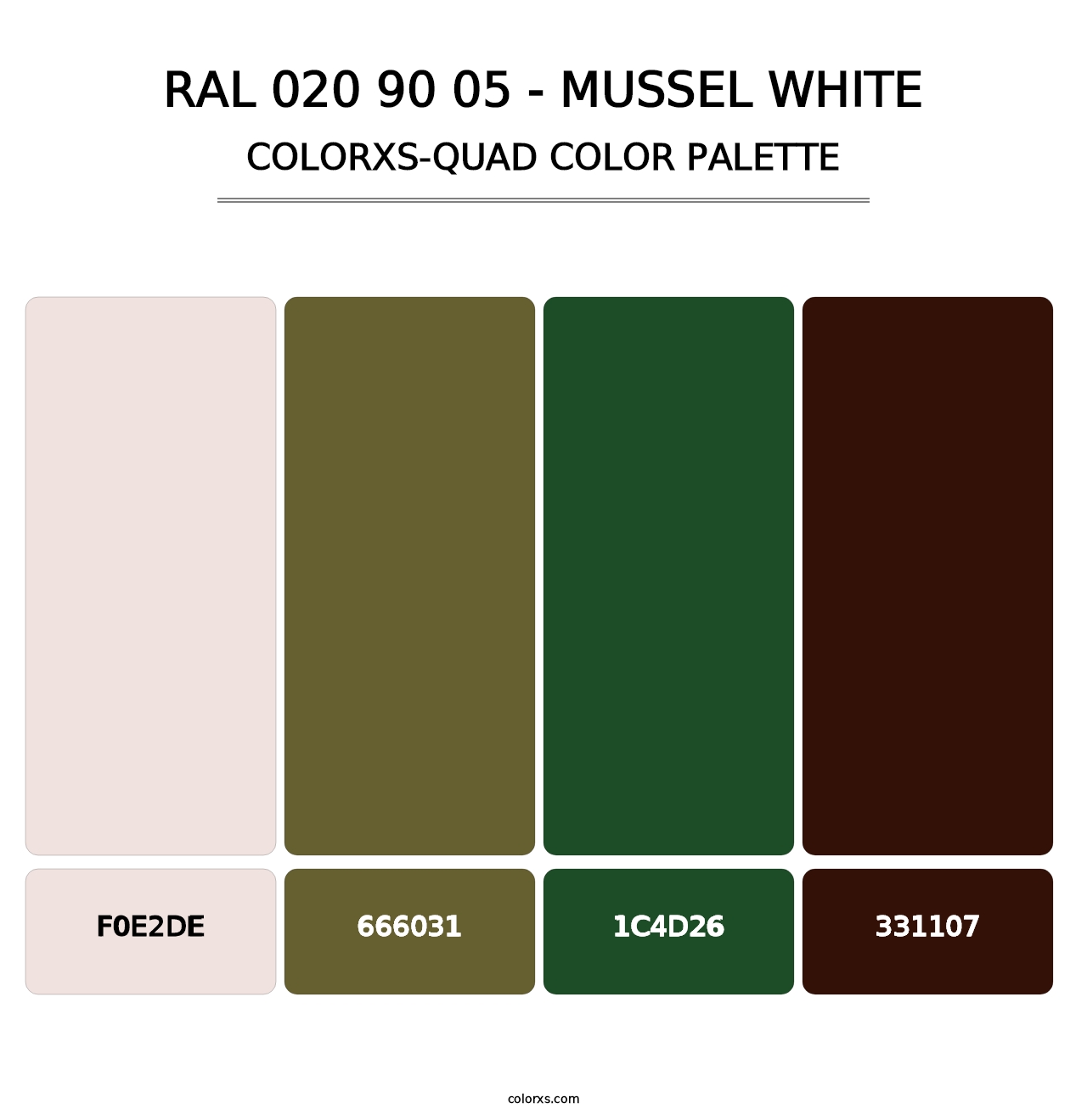 RAL 020 90 05 - Mussel White - Colorxs Quad Palette