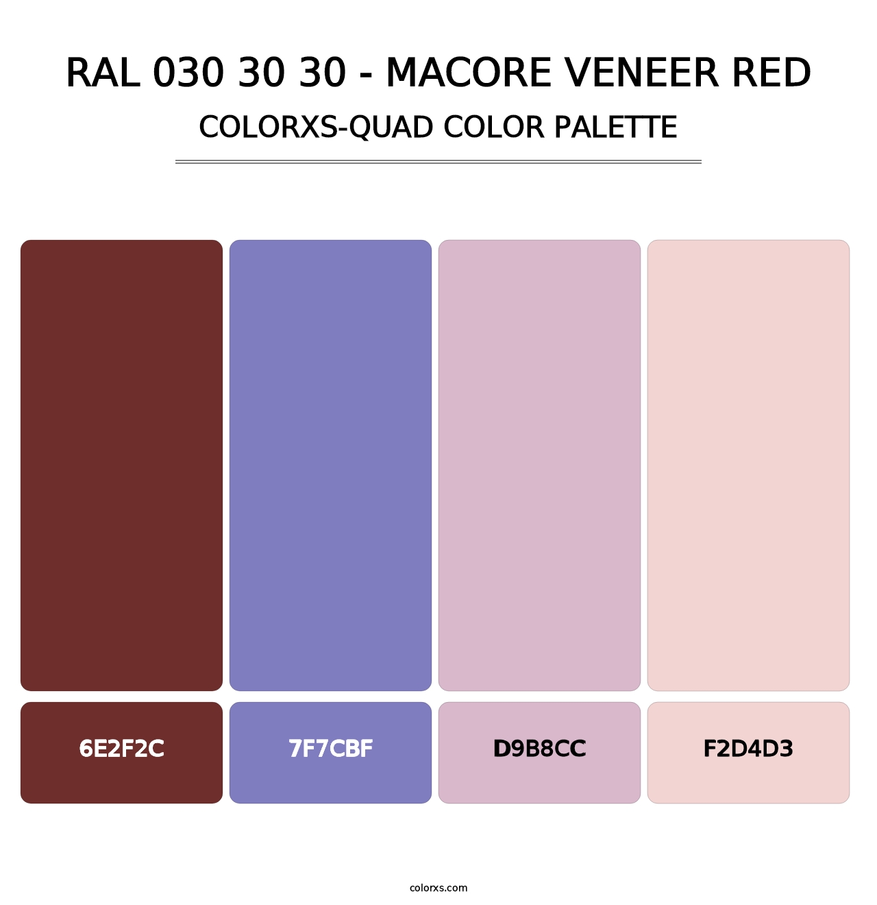 RAL 030 30 30 - Macore Veneer Red - Colorxs Quad Palette