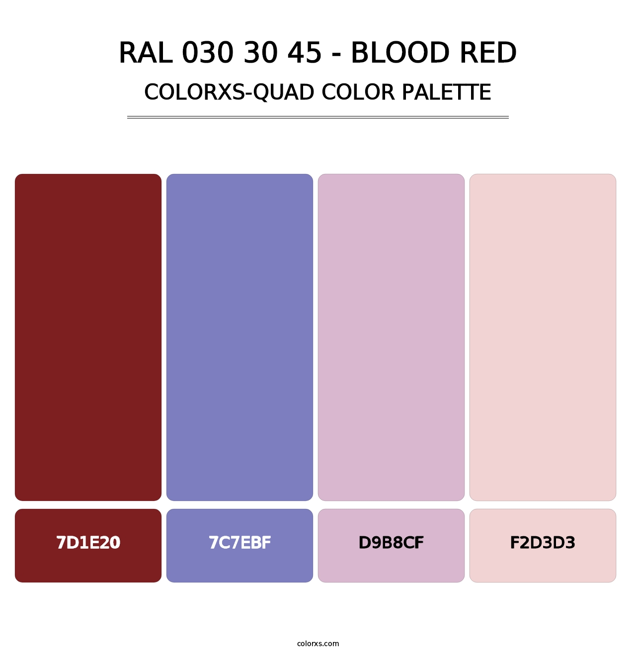 RAL 030 30 45 - Blood Red - Colorxs Quad Palette