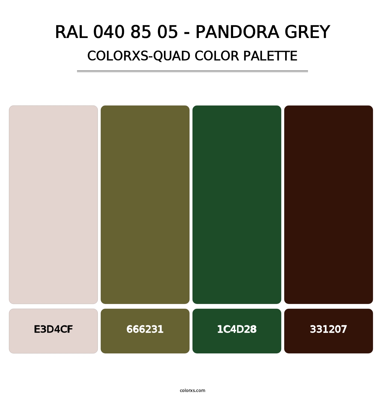 RAL 040 85 05 - Pandora Grey - Colorxs Quad Palette