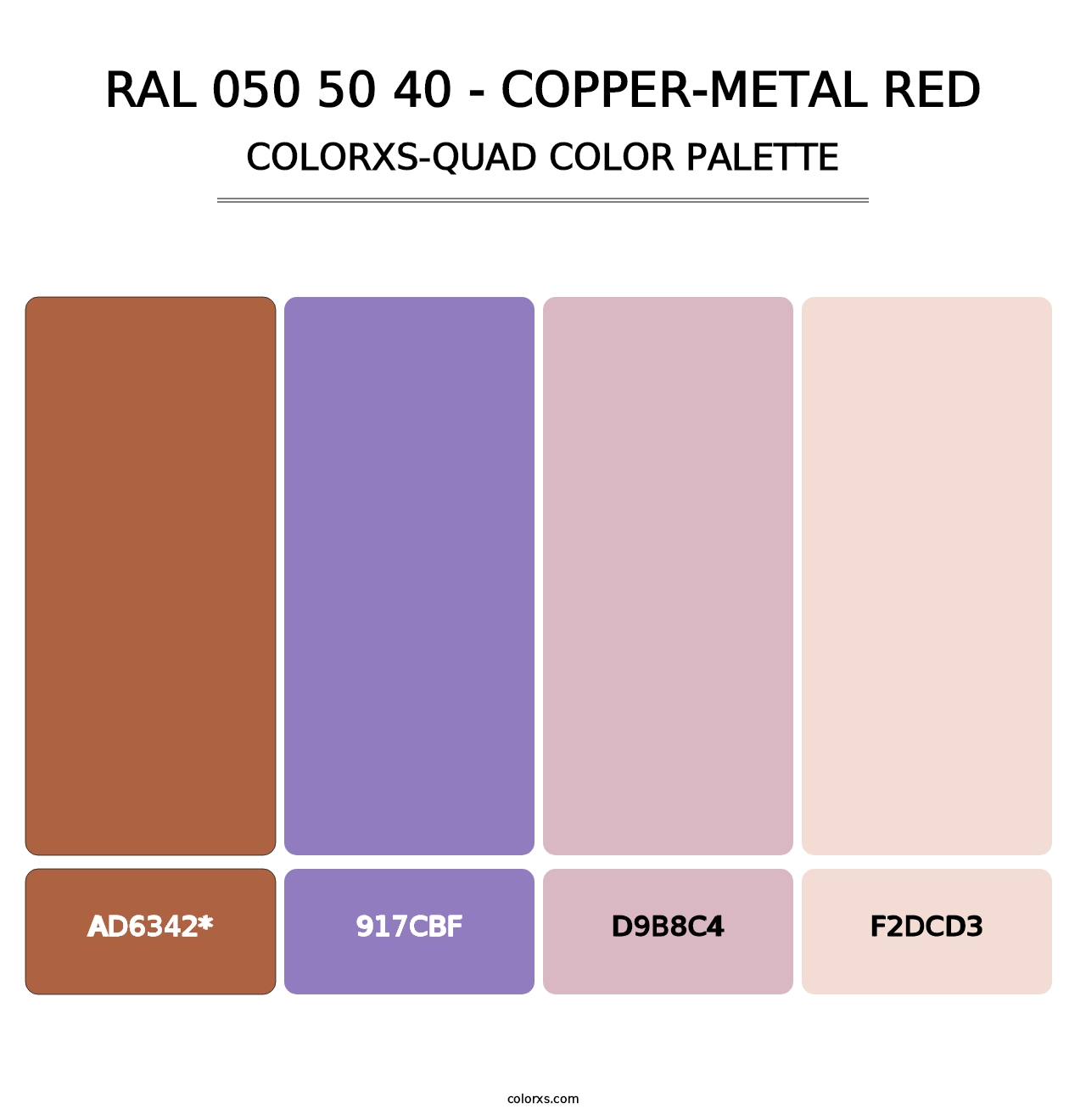 RAL 050 50 40 - Copper-Metal Red - Colorxs Quad Palette