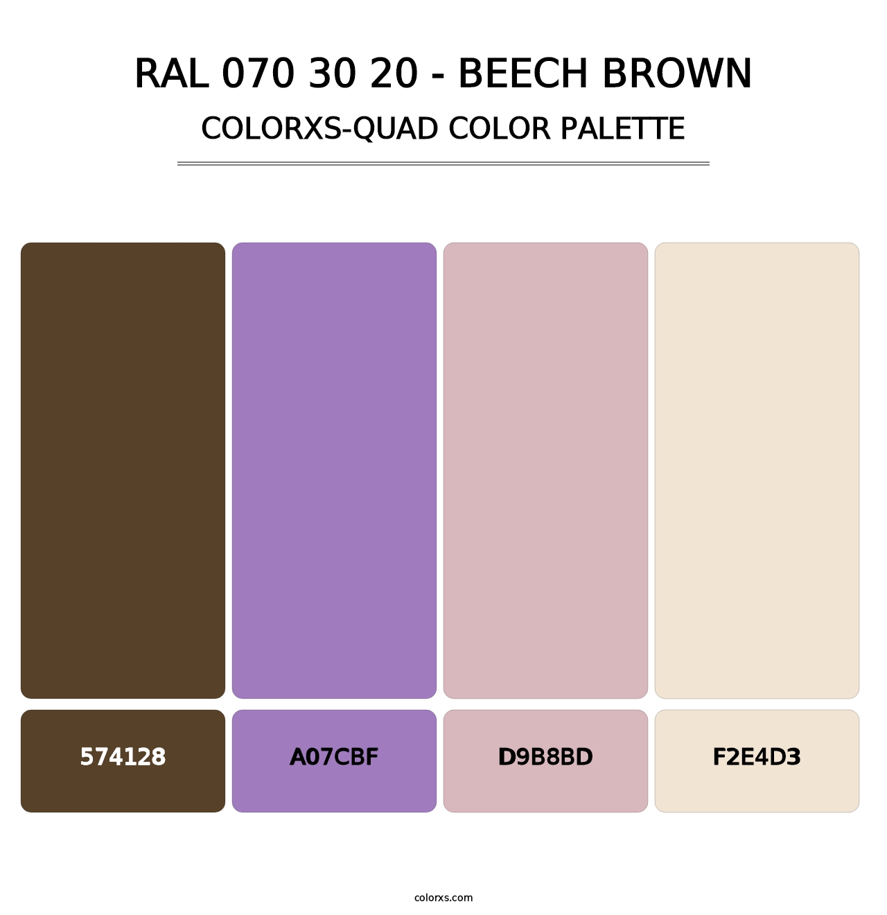 RAL 070 30 20 - Beech Brown - Colorxs Quad Palette