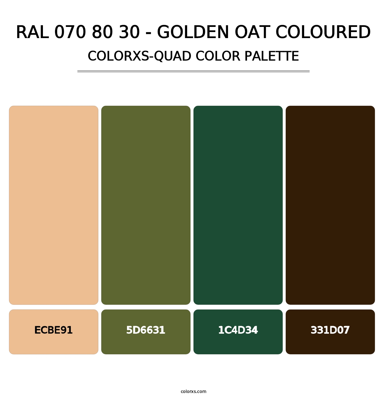 RAL 070 80 30 - Golden Oat Coloured - Colorxs Quad Palette
