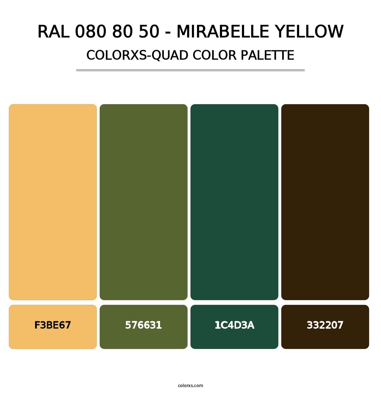 RAL 080 80 50 - Mirabelle Yellow - Colorxs Quad Palette