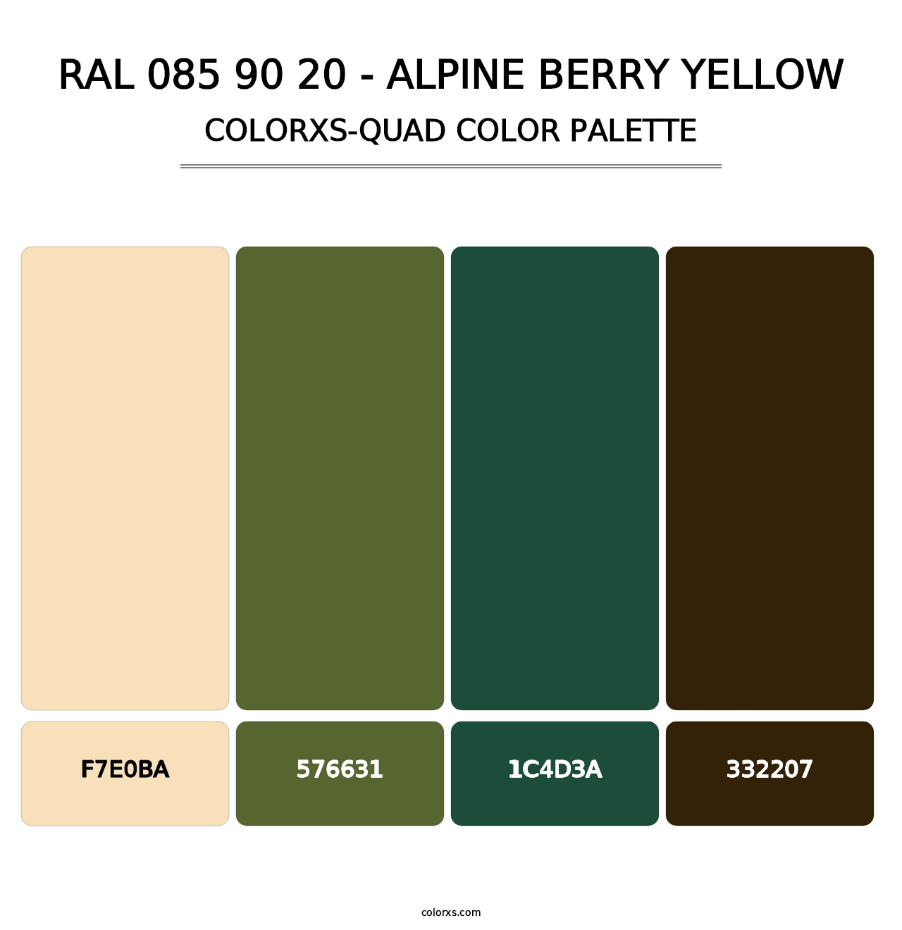 RAL 085 90 20 - Alpine Berry Yellow - Colorxs Quad Palette