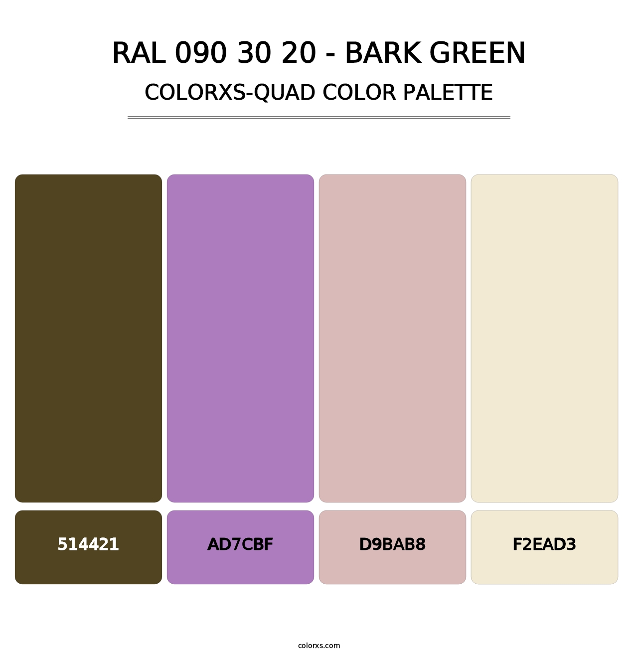 RAL 090 30 20 - Bark Green - Colorxs Quad Palette