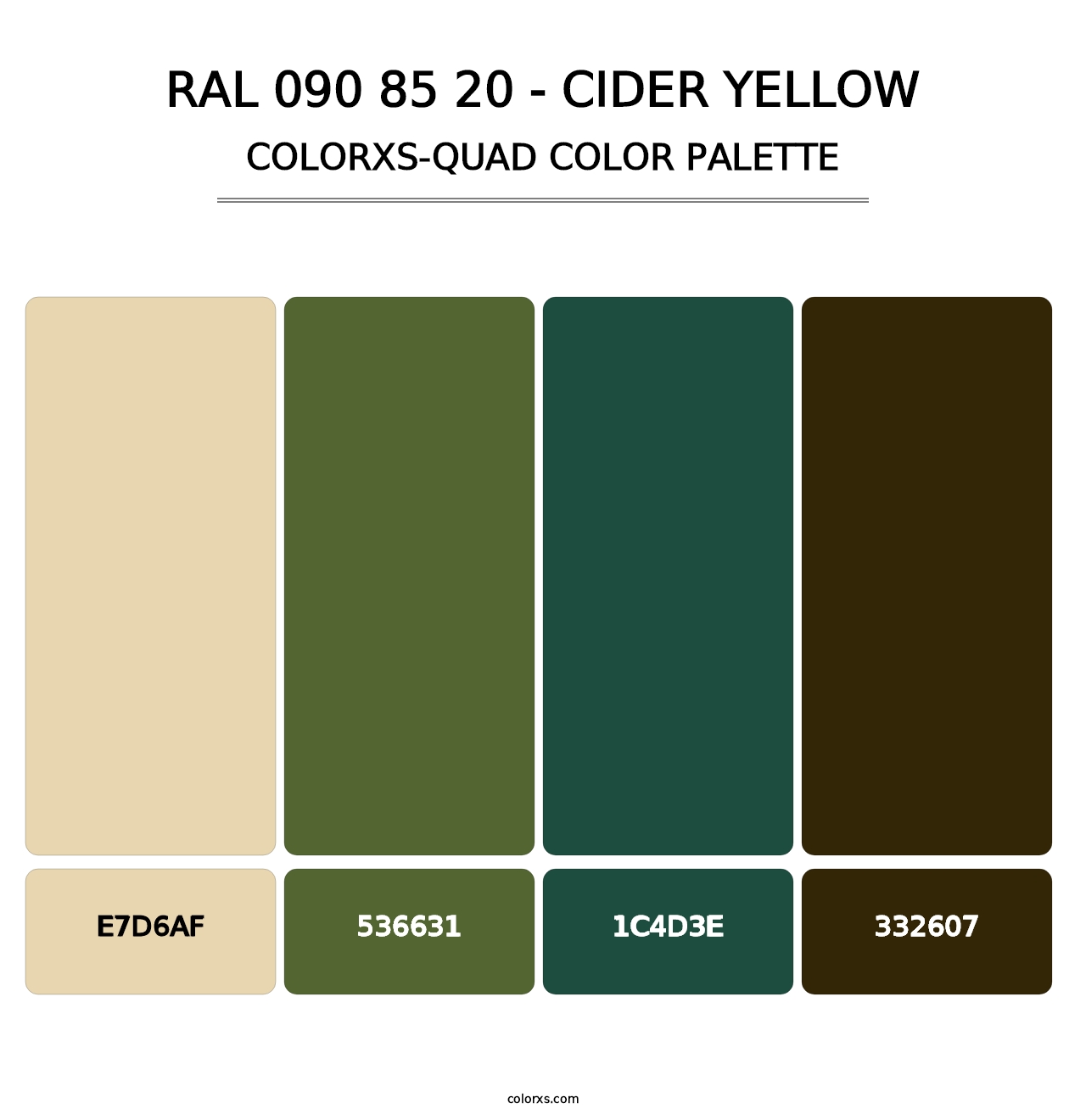 RAL 090 85 20 - Cider Yellow - Colorxs Quad Palette