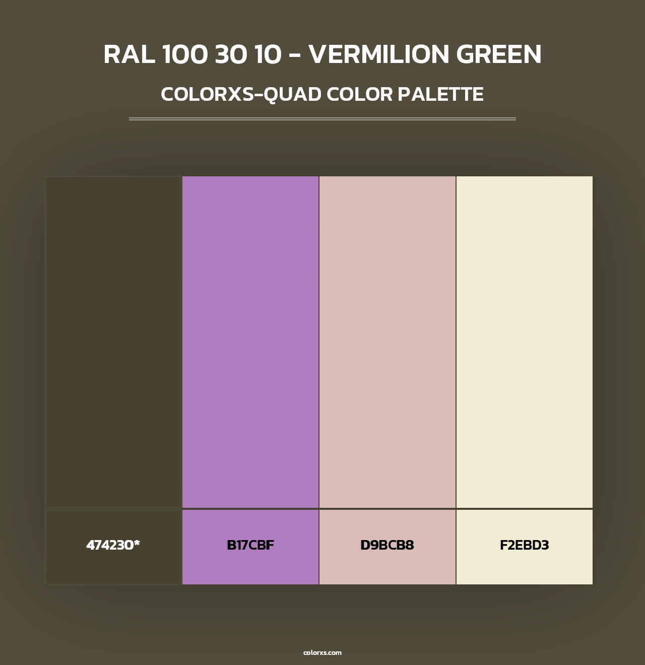 RAL 100 30 10 - Vermilion Green - Colorxs Quad Palette