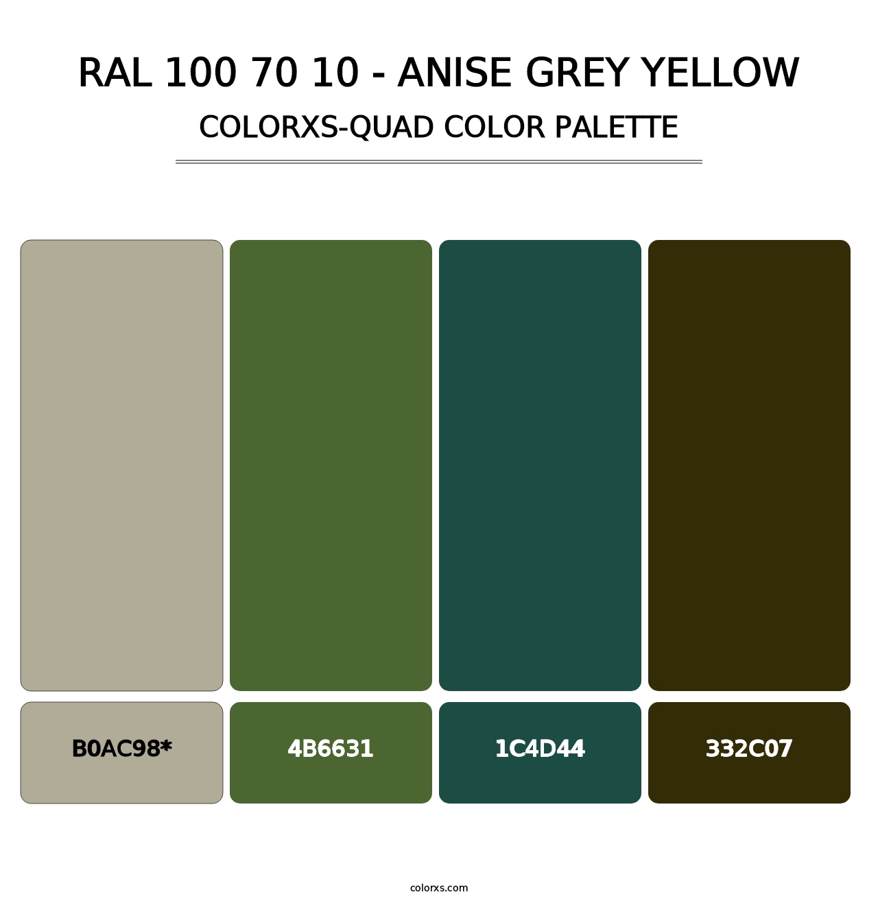 RAL 100 70 10 - Anise Grey Yellow - Colorxs Quad Palette