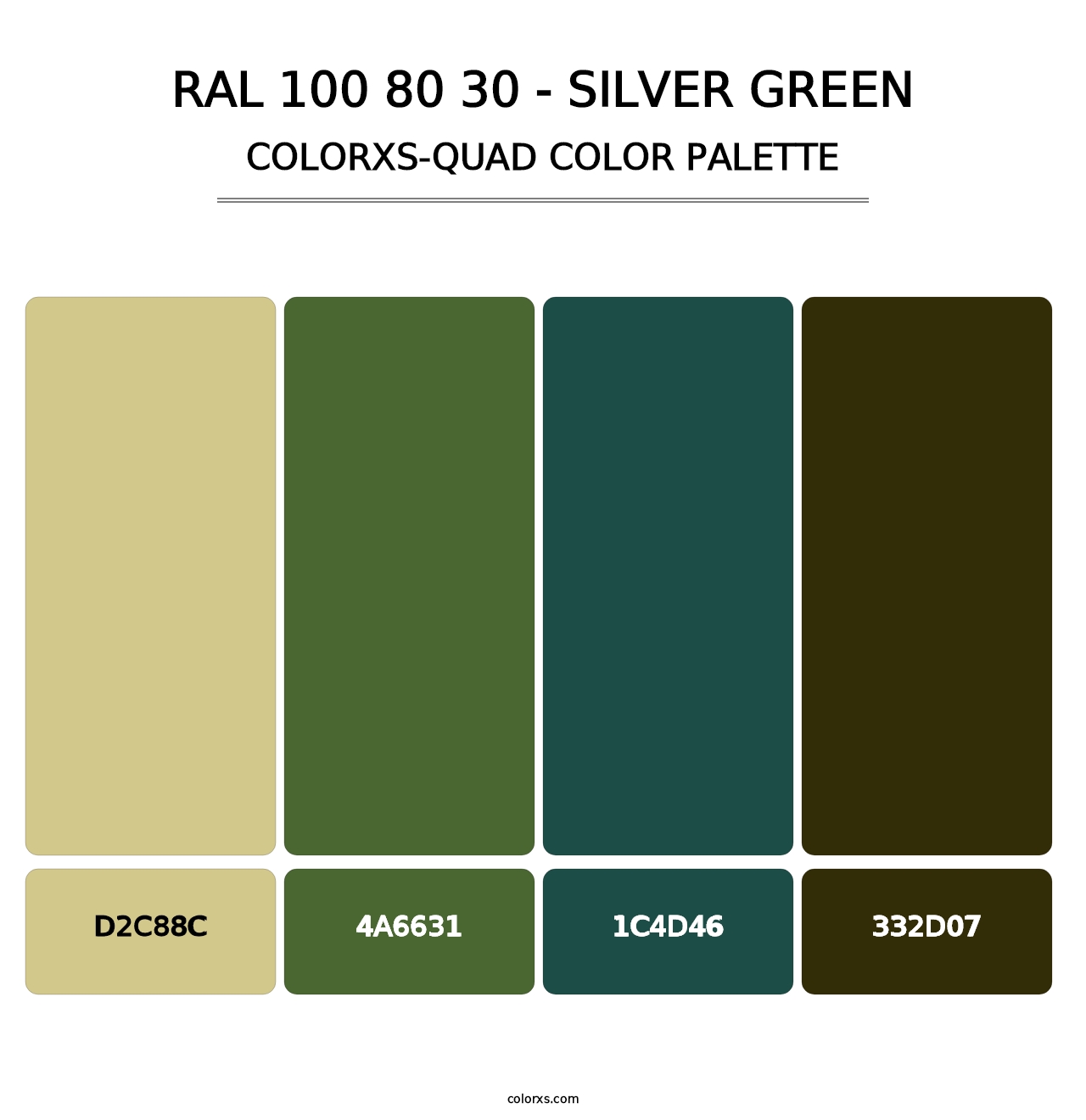RAL 100 80 30 - Silver Green - Colorxs Quad Palette