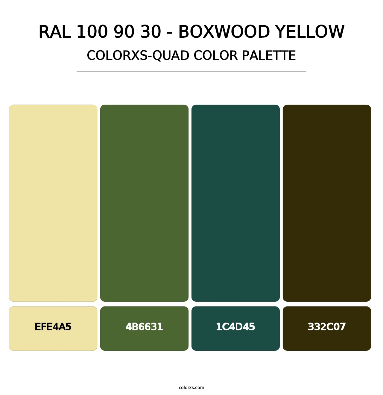 RAL 100 90 30 - Boxwood Yellow - Colorxs Quad Palette