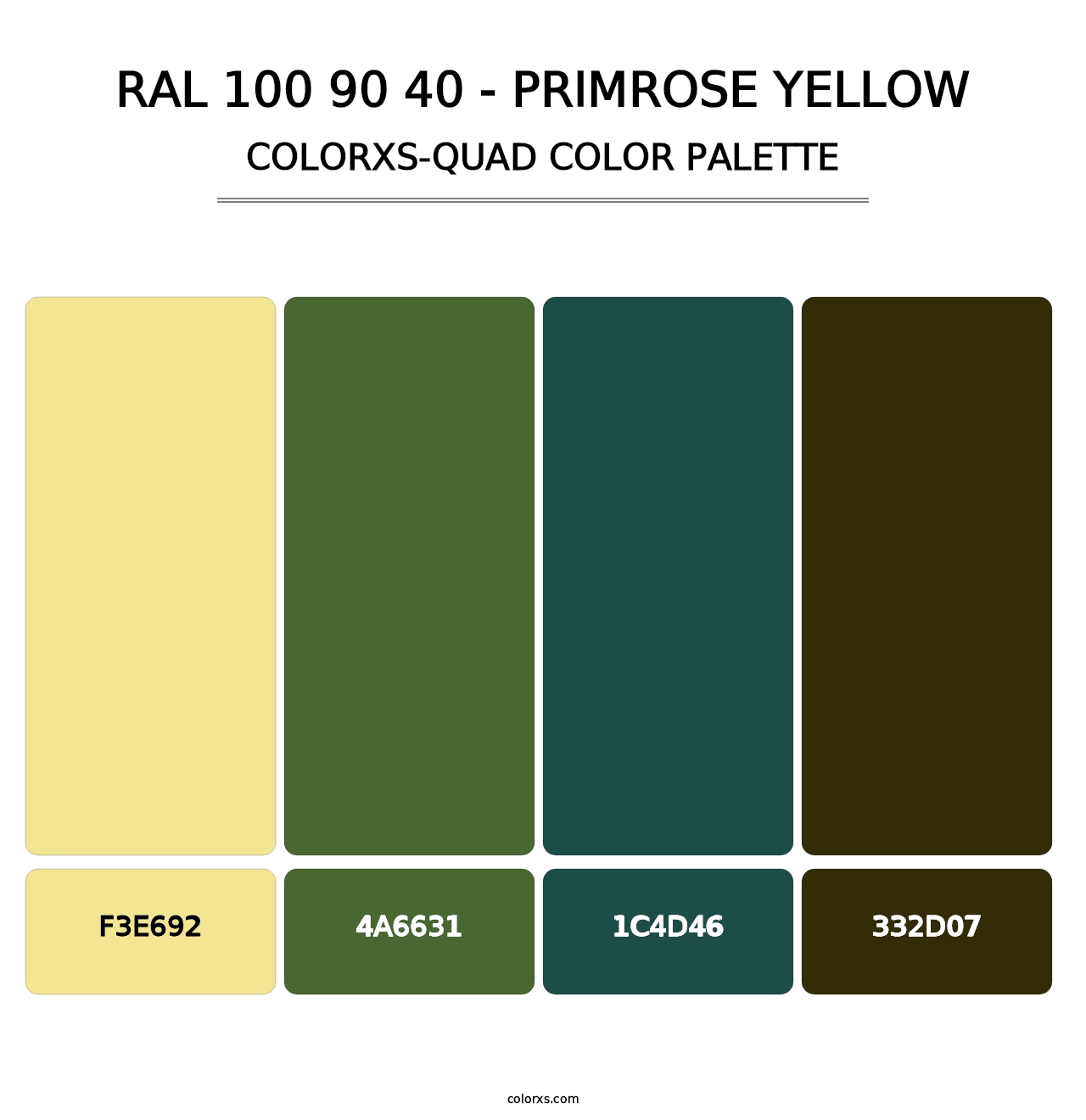 RAL 100 90 40 - Primrose Yellow - Colorxs Quad Palette