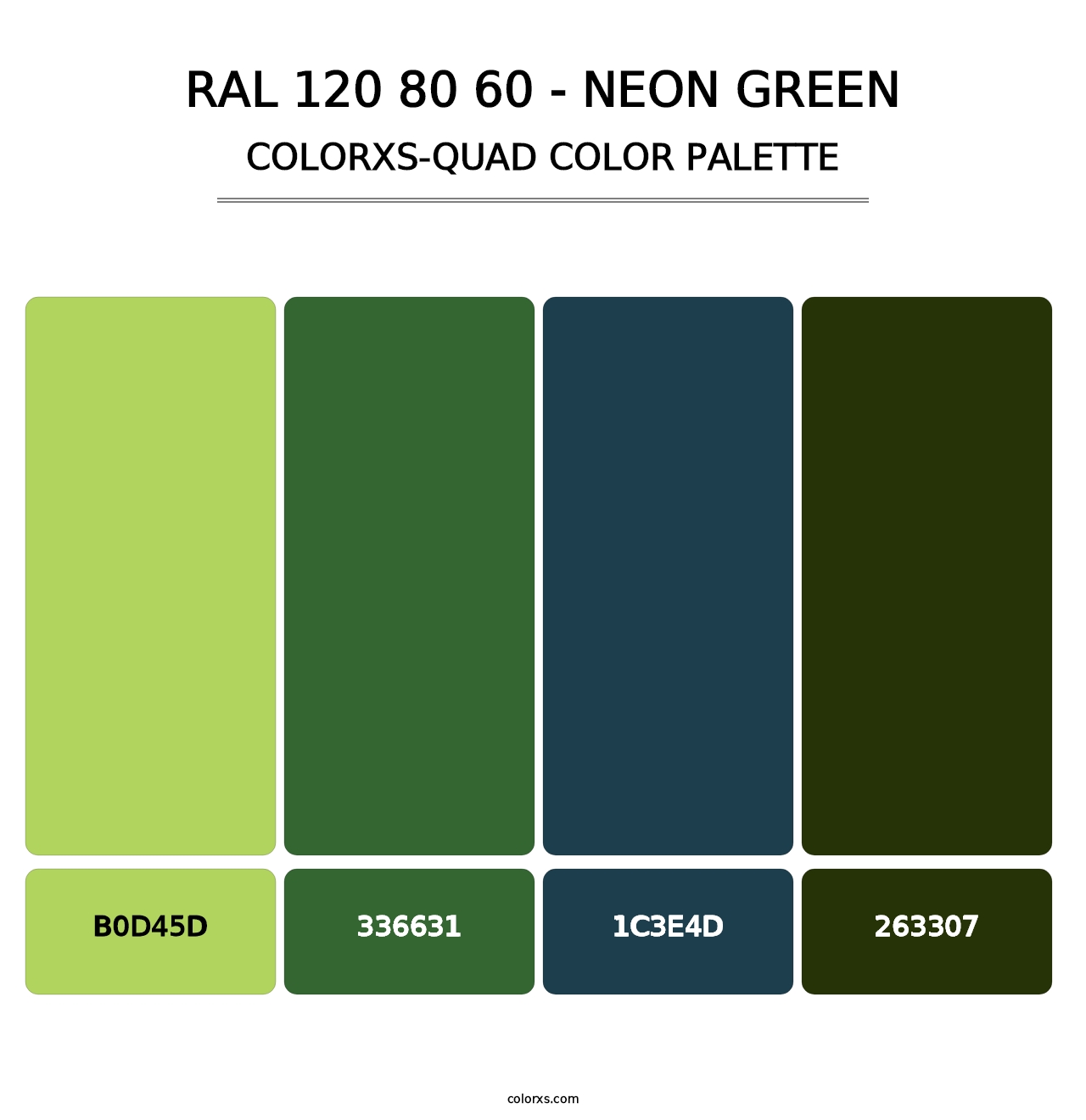 RAL 120 80 60 - Neon Green - Colorxs Quad Palette