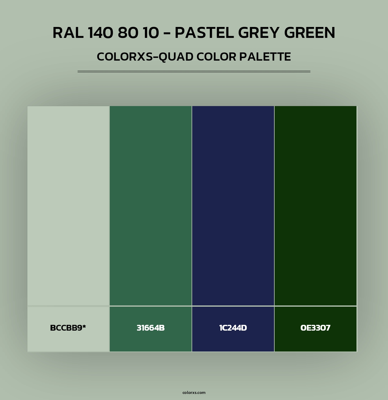 RAL 140 80 10 - Pastel Grey Green - Colorxs Quad Palette