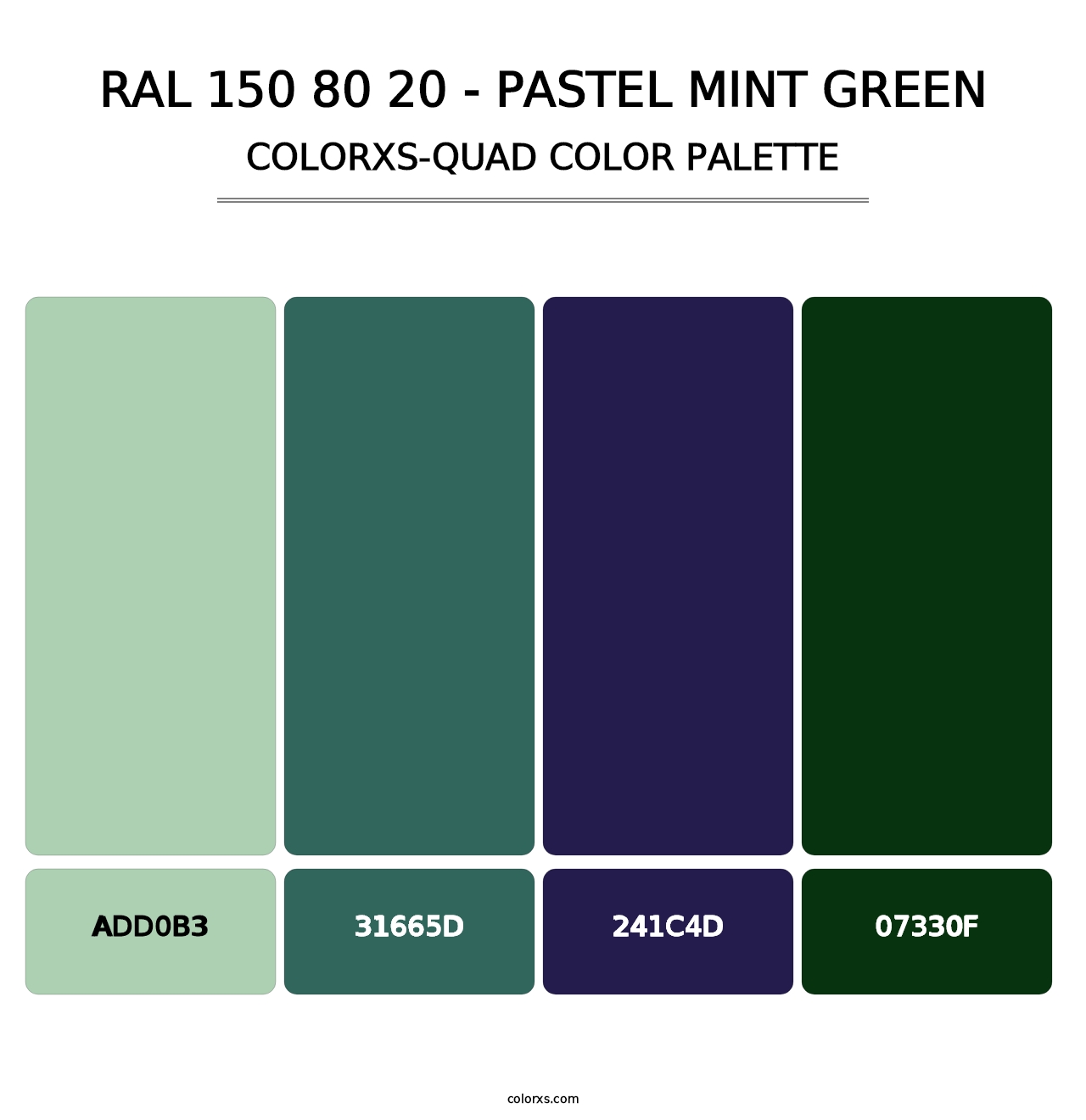 RAL 150 80 20 - Pastel Mint Green - Colorxs Quad Palette
