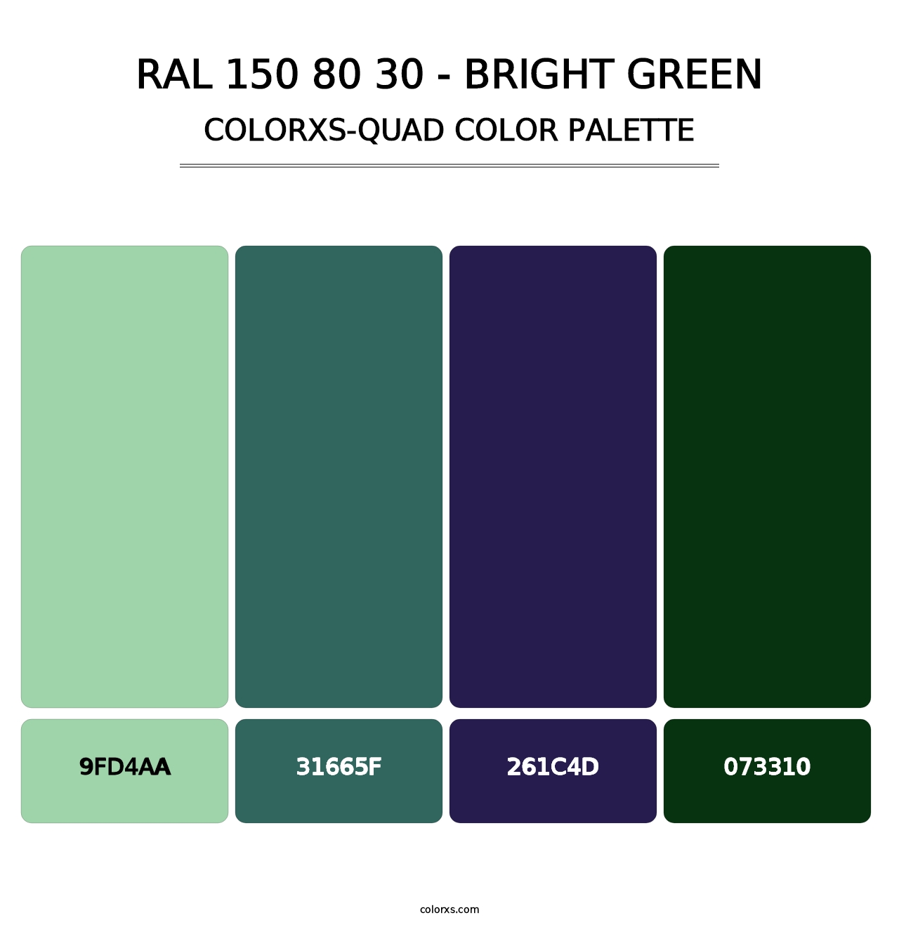RAL 150 80 30 - Bright Green - Colorxs Quad Palette