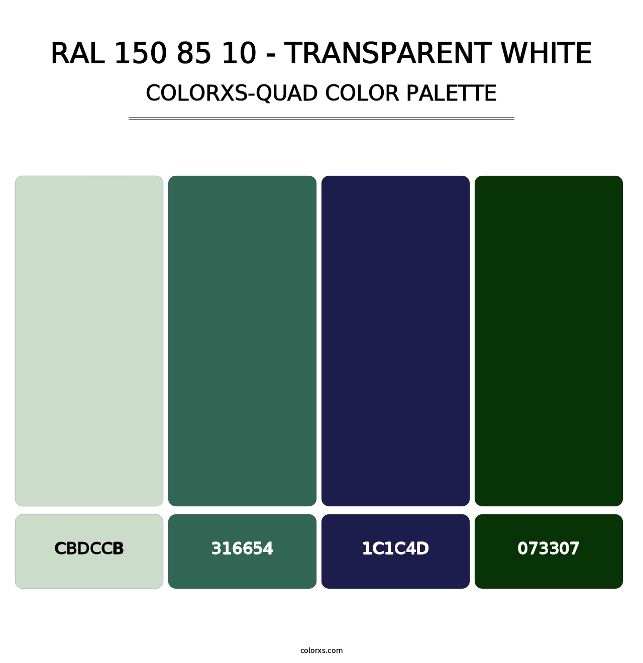 RAL 150 85 10 - Transparent White - Colorxs Quad Palette