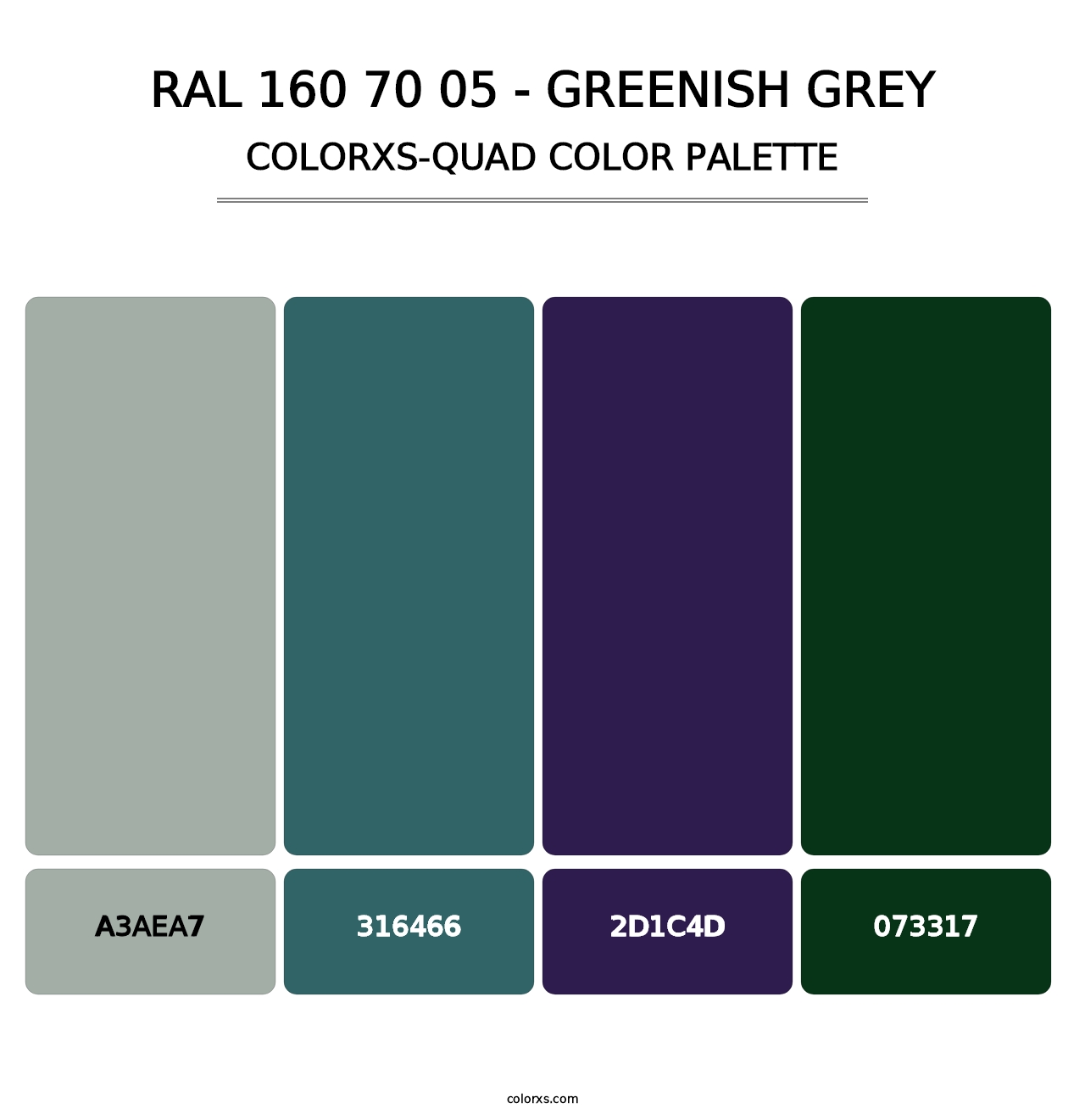 RAL 160 70 05 - Greenish Grey - Colorxs Quad Palette