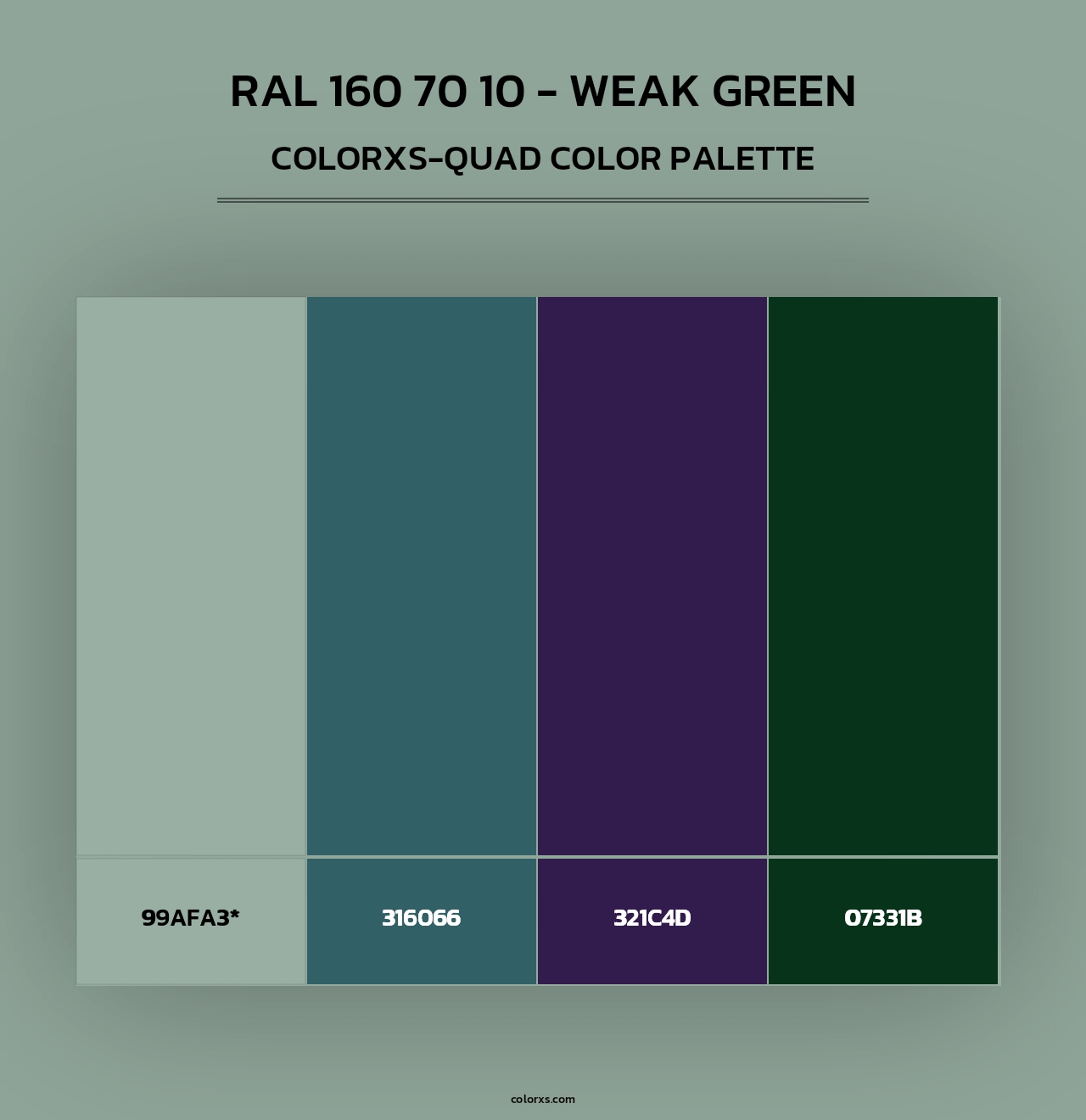 RAL 160 70 10 - Weak Green - Colorxs Quad Palette