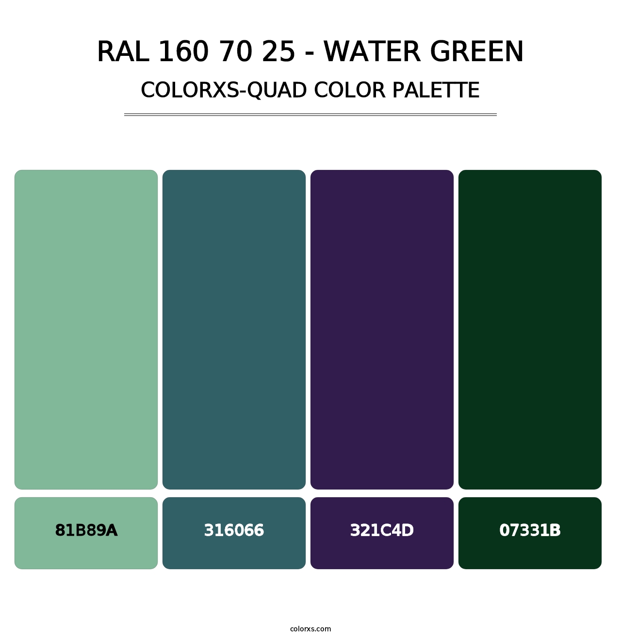 RAL 160 70 25 - Water Green - Colorxs Quad Palette