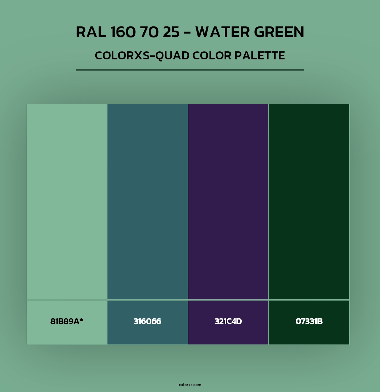 RAL 160 70 25 - Water Green - Colorxs Quad Palette