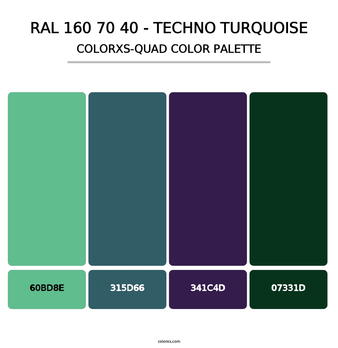 RAL 160 70 40 - Techno Turquoise - Colorxs Quad Palette