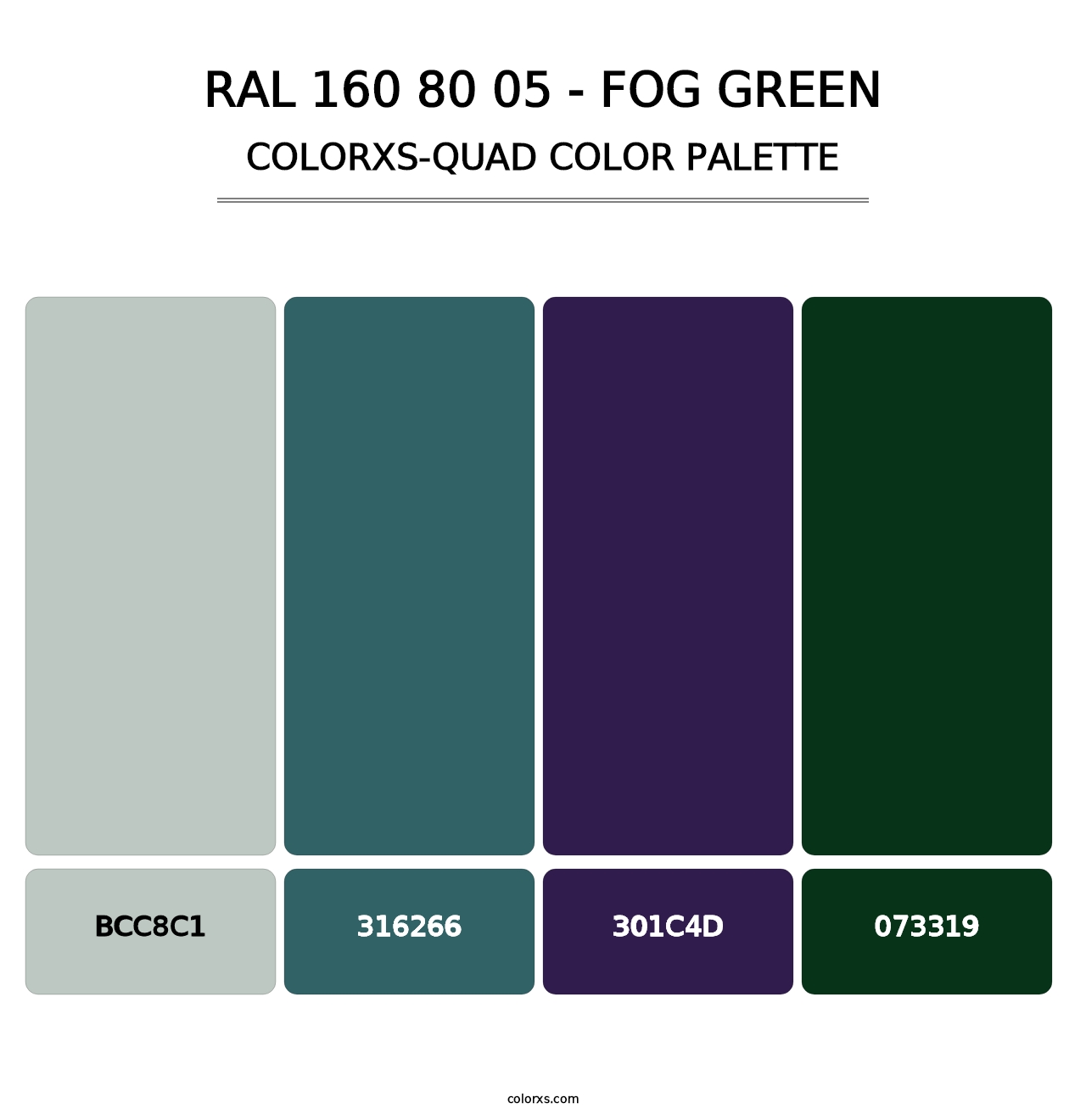 RAL 160 80 05 - Fog Green - Colorxs Quad Palette