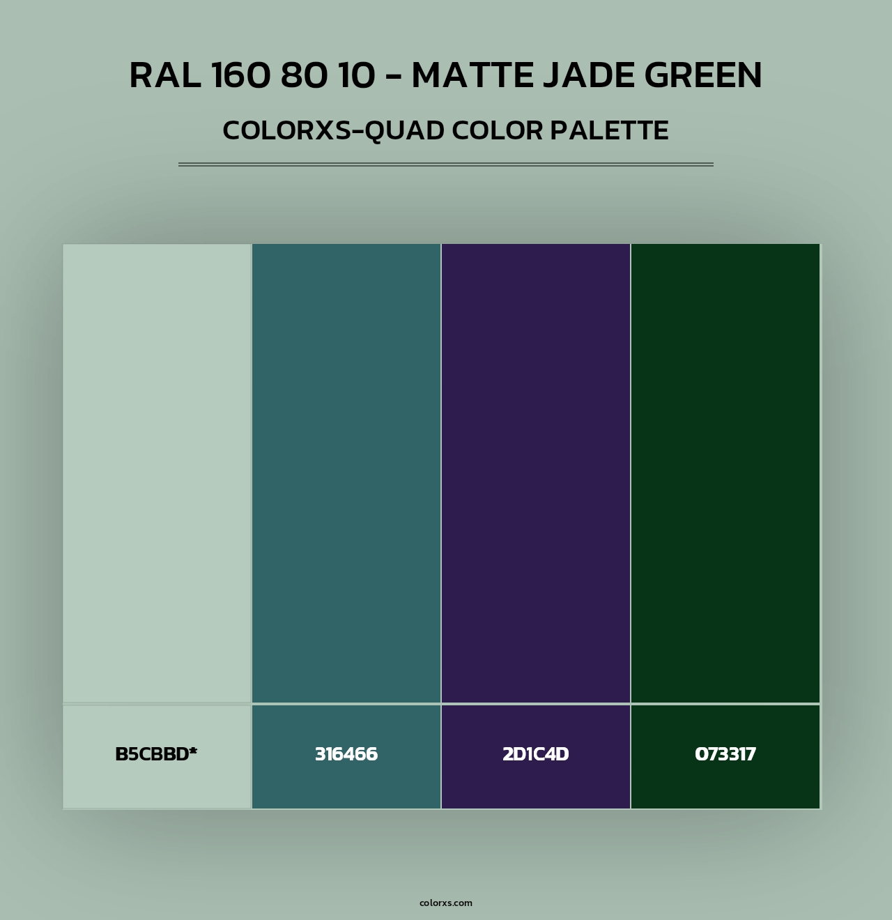 RAL 160 80 10 - Matte Jade Green - Colorxs Quad Palette