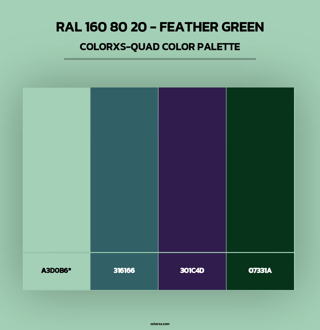 RAL 160 80 20 - Feather Green - Colorxs Quad Palette