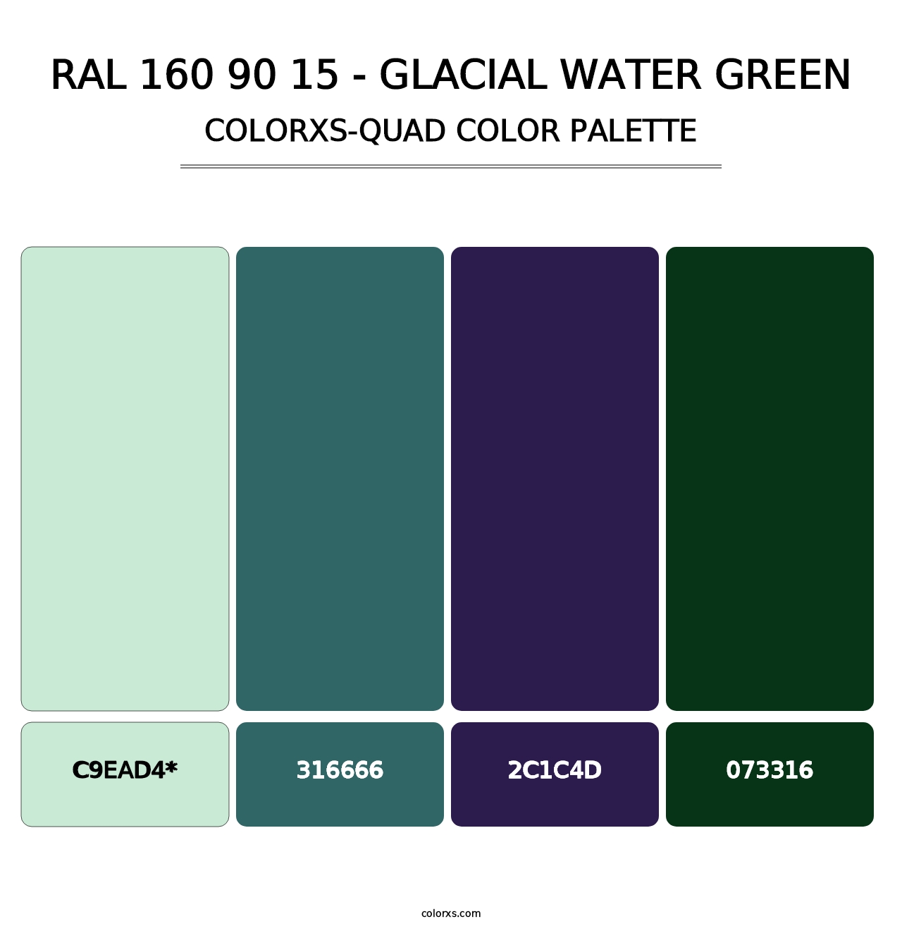 RAL 160 90 15 - Glacial Water Green - Colorxs Quad Palette