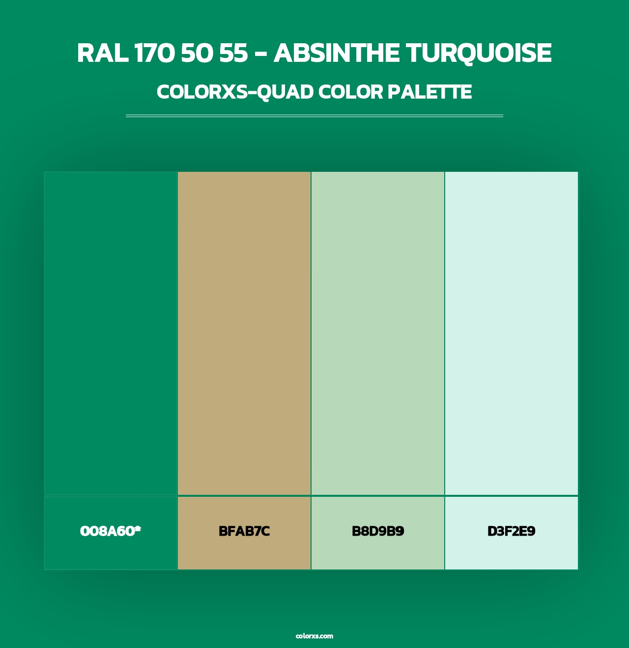 RAL 170 50 55 - Absinthe Turquoise - Colorxs Quad Palette