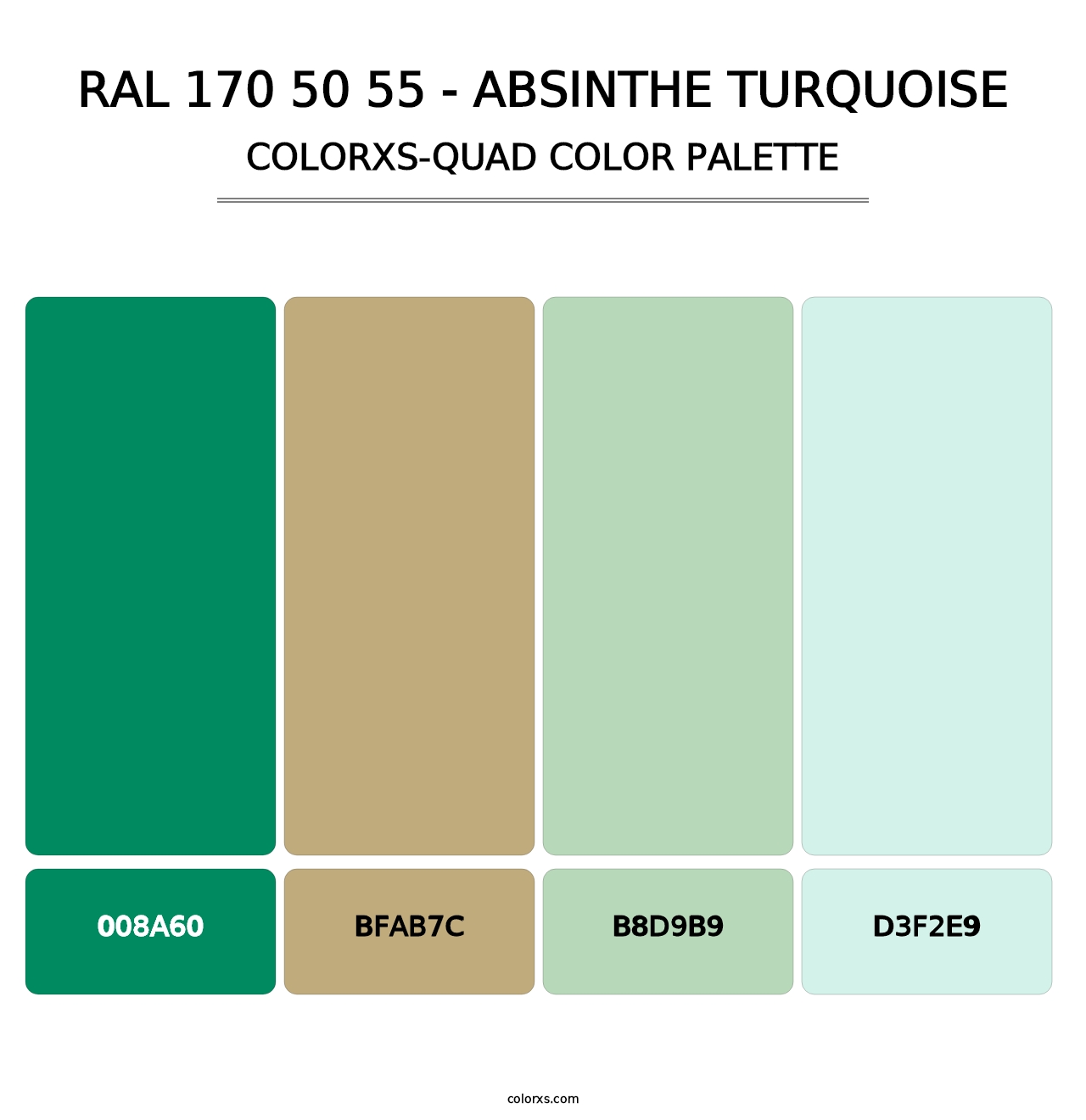 RAL 170 50 55 - Absinthe Turquoise - Colorxs Quad Palette