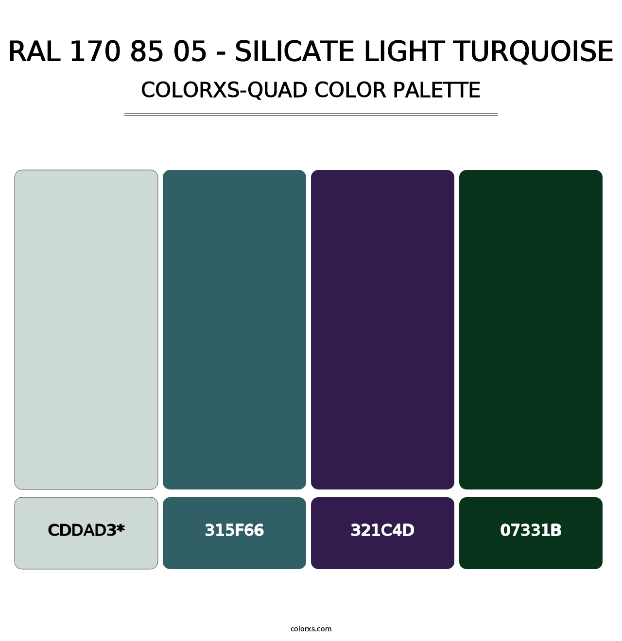 RAL 170 85 05 - Silicate Light Turquoise - Colorxs Quad Palette